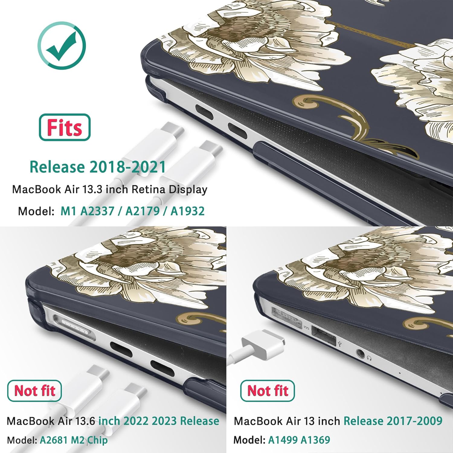 May Chen Compatible con MacBook Air 2022 2021 2020 de 13 pulgadas M1 A2337 A2179 A1932, carcasa rígida de plástico con protector de pantalla y