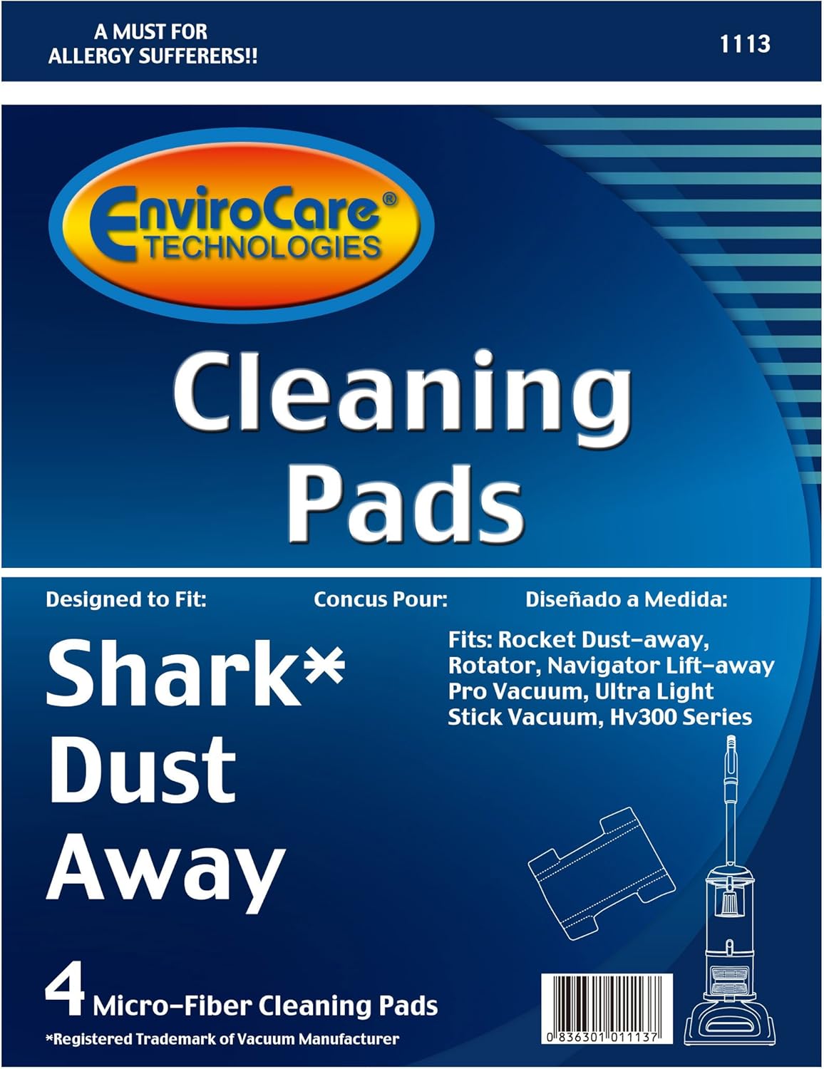 EnviroCare Almohadillas de limpieza de repuesto compatibles con trapeadores de vapor Shark Dust Away, Rocket Dust-Away, rotador, Navigator Lift-Away
