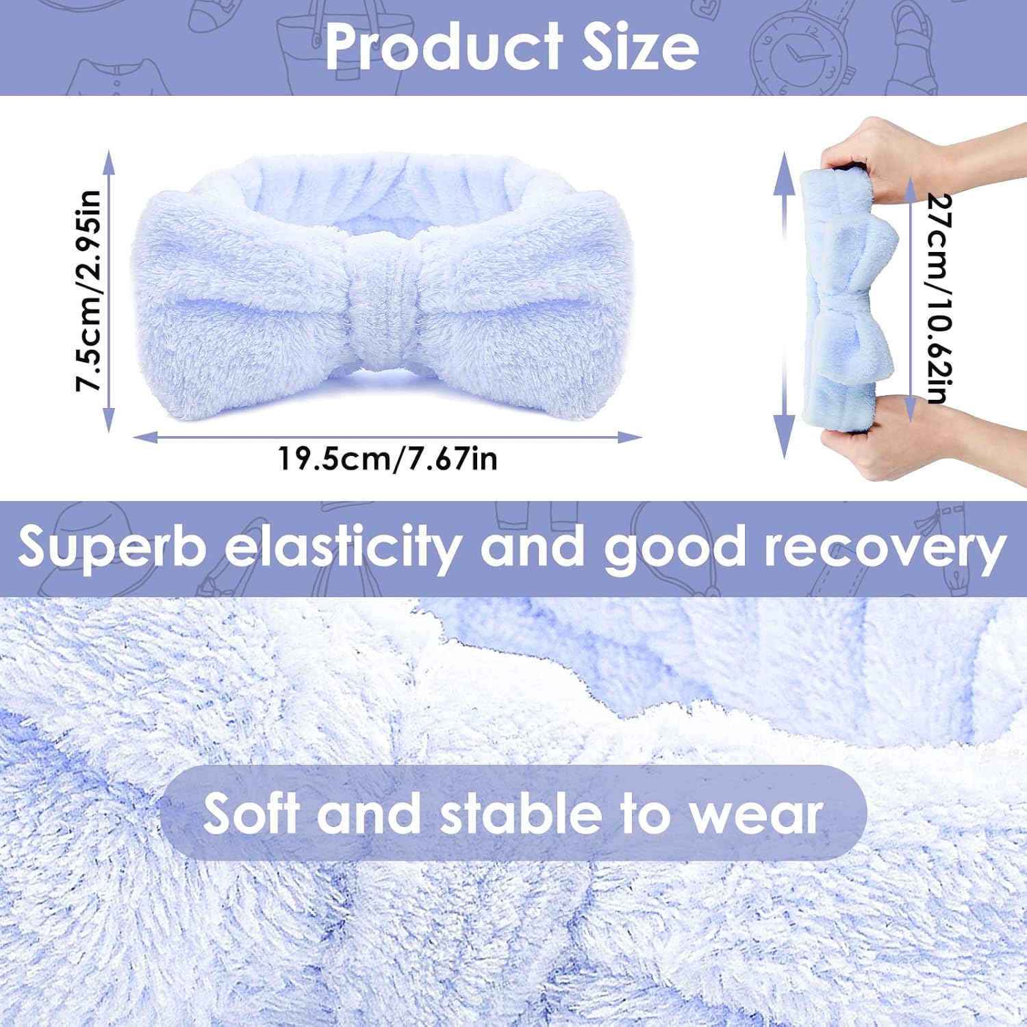 Diadema de spa, bandas para el cabello con lazo, diademas de maquillaje para mujer, de forro polar coral, diadema elástica para lavar la cara,