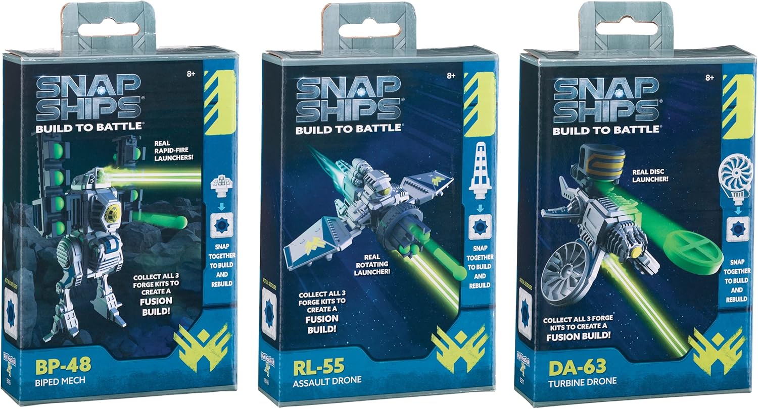 SNAP envía FusionForge ASST FFP (paquete de 3) DA-63 Turbina Drone, DL-55 Drone de Asalto, BP48 Biped Mech
