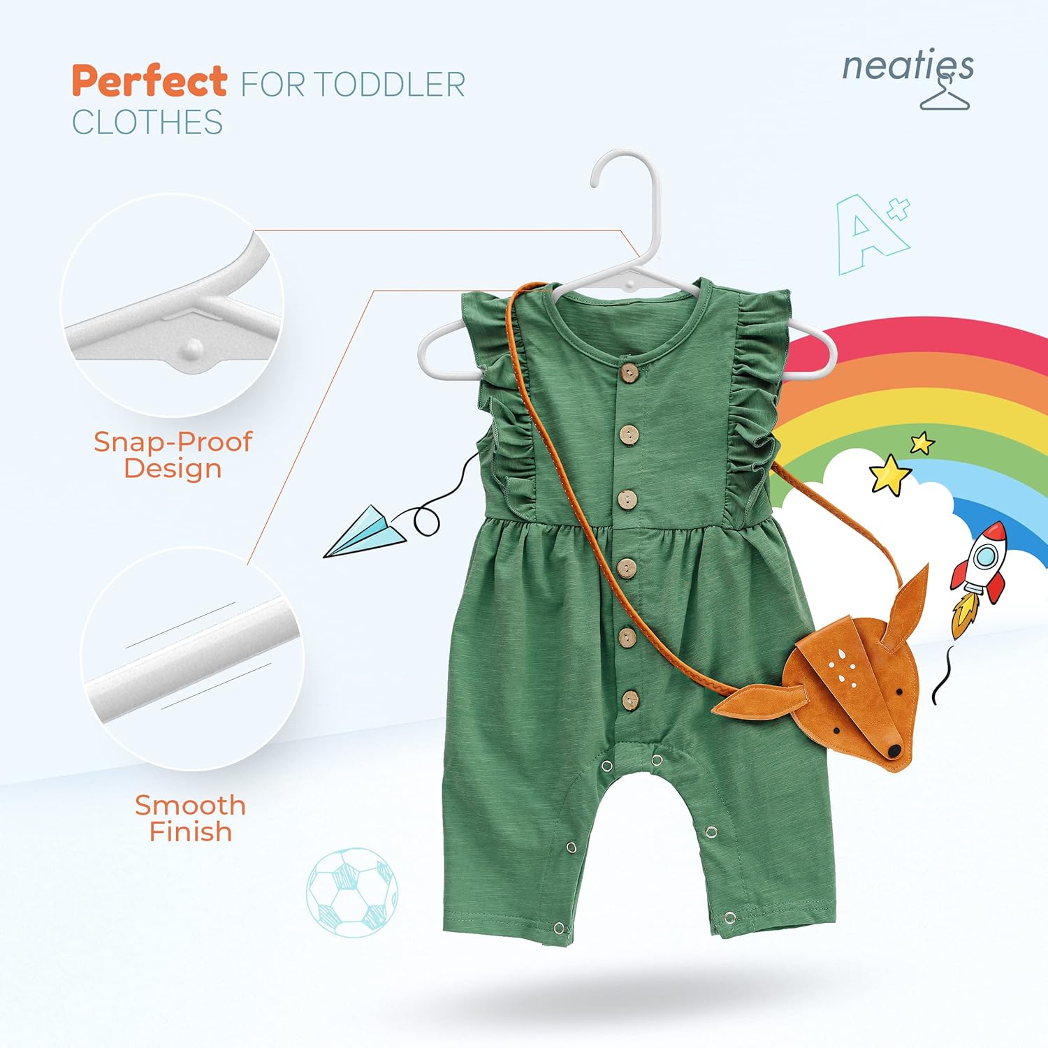 Paquete de 10 perchas para bebés fabricadas en Estados Unidos  Perchas para niños para ropa infantil, trajes y ropa para niños pequeños  Paquete de