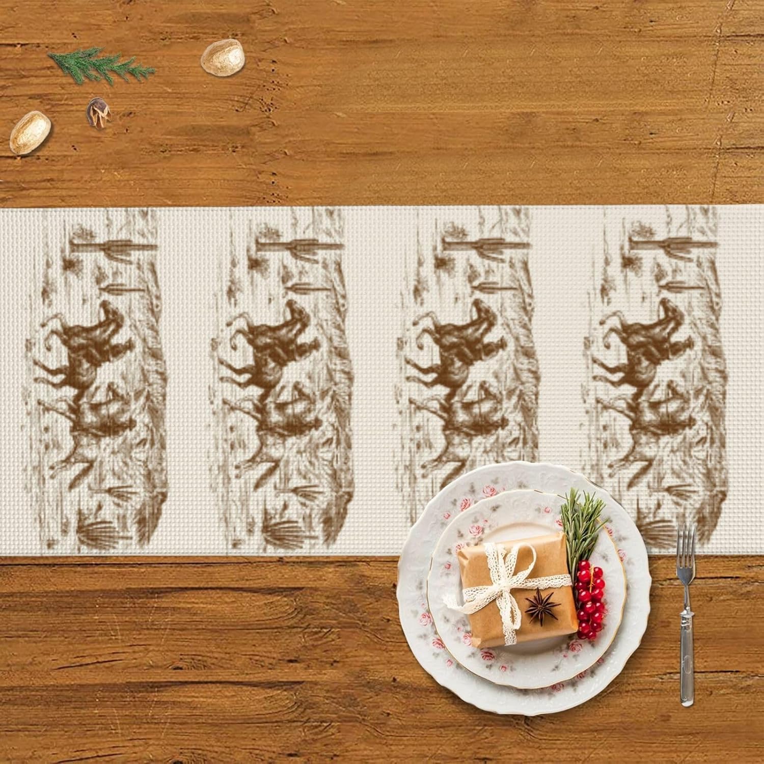 Camino de mesa de Navidad con diseño de vaquero de desierto, decoración de mesa de comedor, decoración de Navidad, decoración de interiores para el