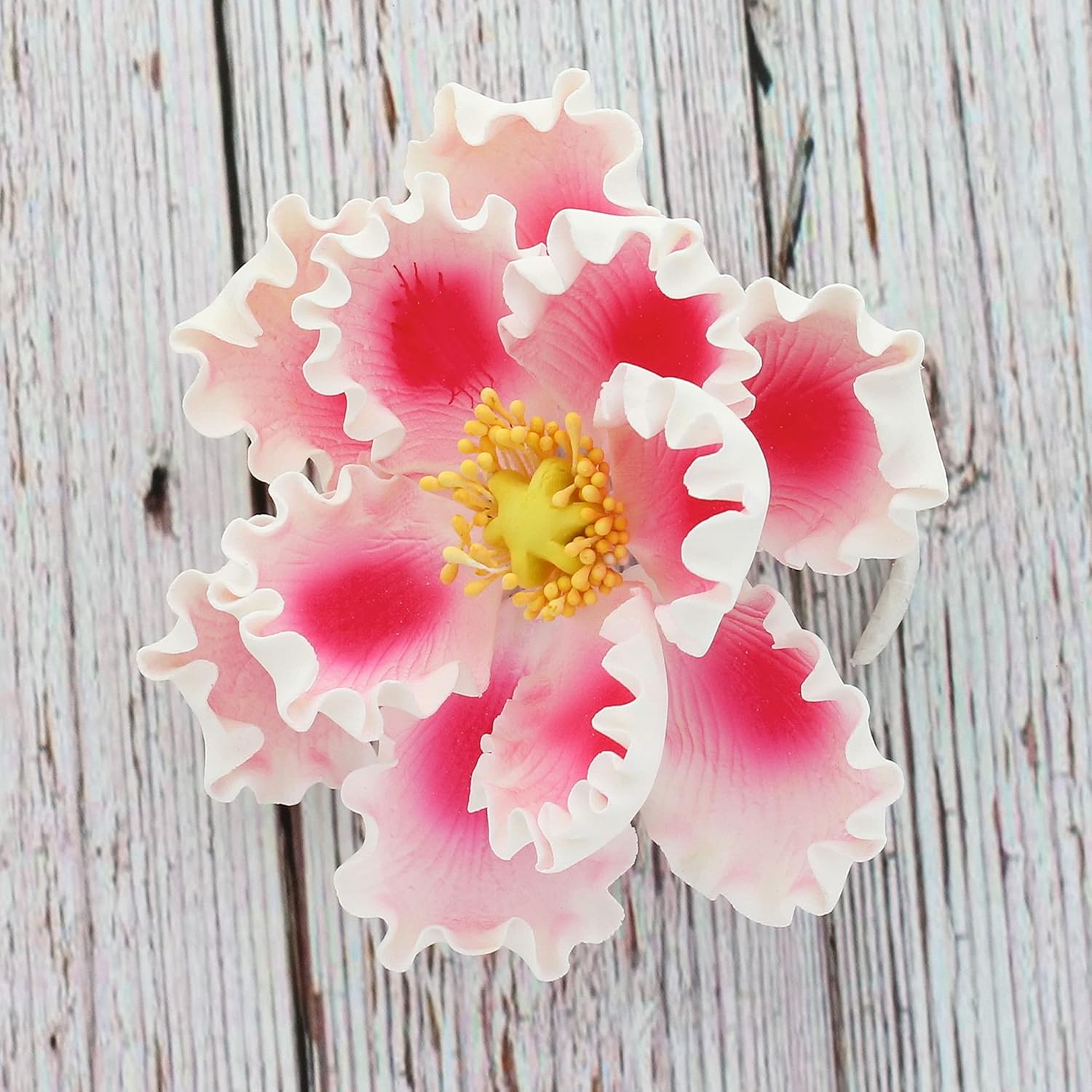 Global Sugar Art Flores de pastel de azúcar de peonía rosa con blanco de lujo, 1 unidad por el chef Alan Tetreault