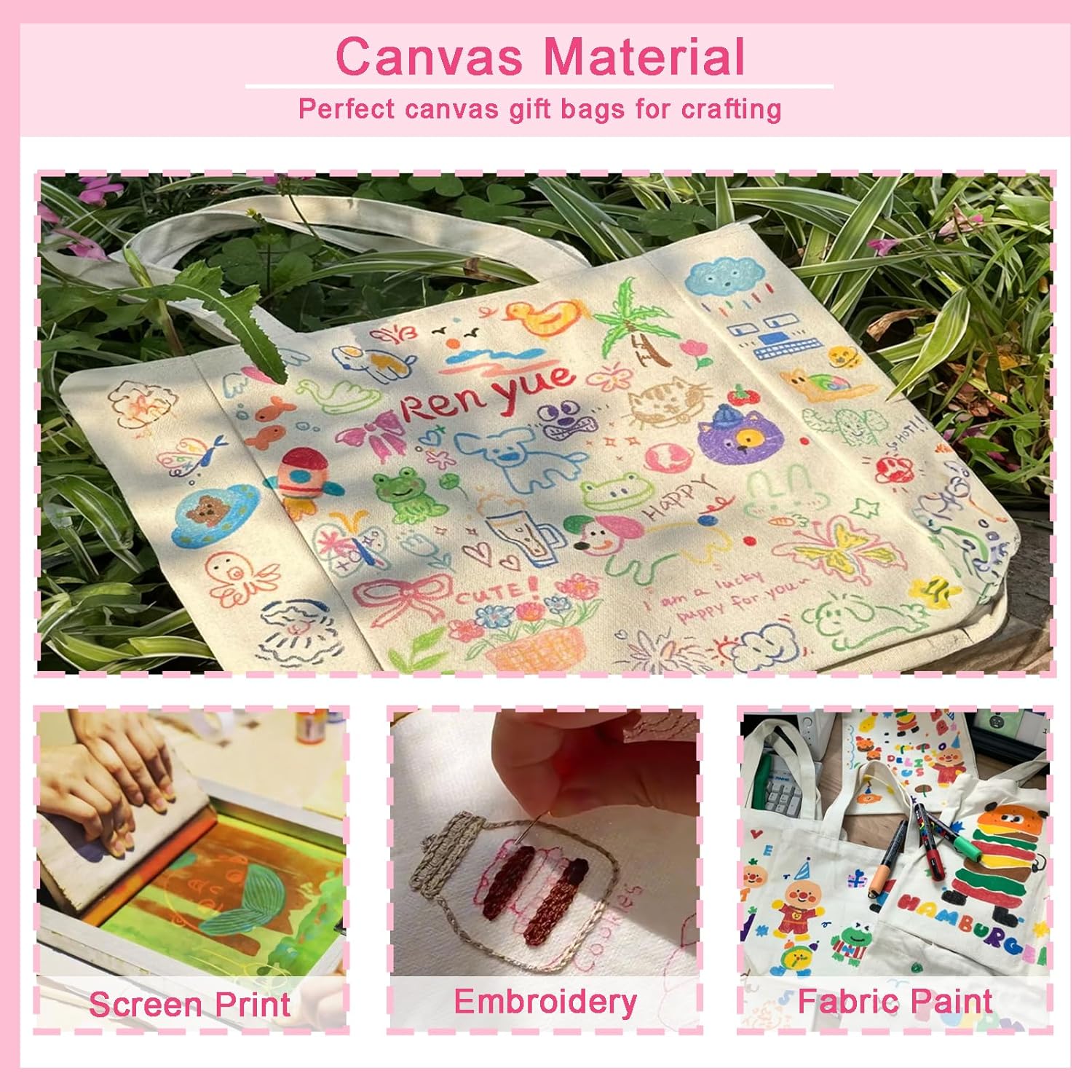 Bolsas de lona, bolsas de sublimación, 8.5 x 8 pulgadas, reutilizable, mini bolsa de mano en blanco a granel, bolsas de manualidades con asas,
