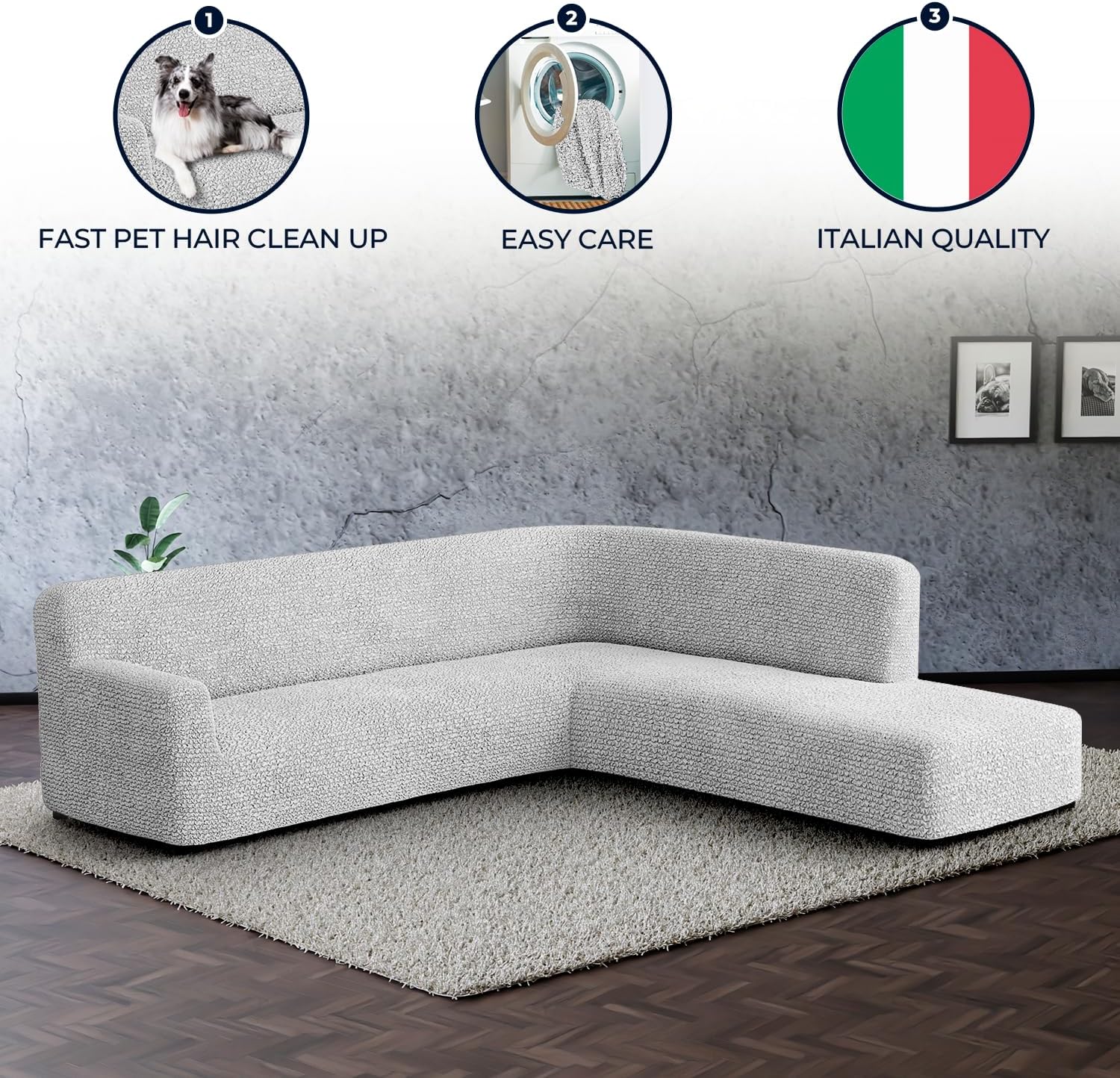 PAULATO BY GA.I.CO. – Funda para sofá PAULATO BY GA.I.CO. – Funda de sofá modular con otomana, funda elástica para sofá esquinero, funda de sofá,