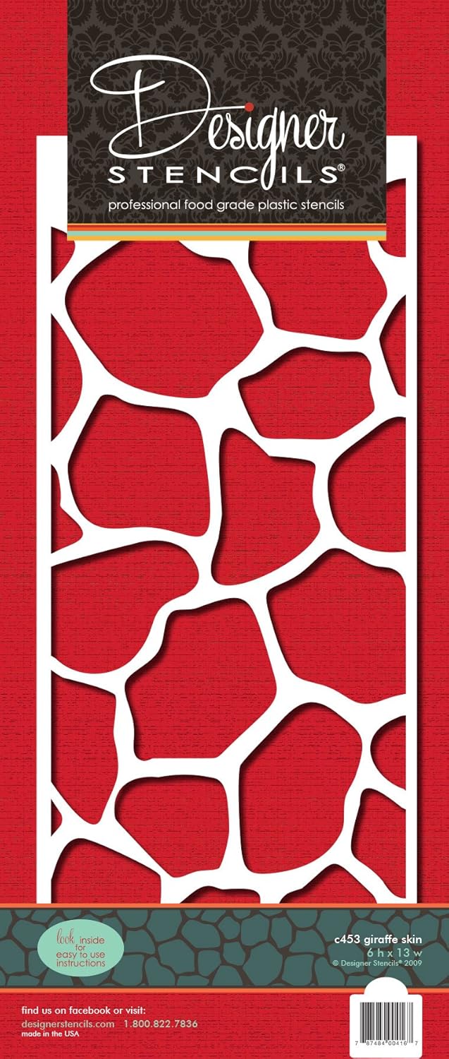 Designer Stencils Plantilla de pastel de piel de jirafa, beigesemitransparente