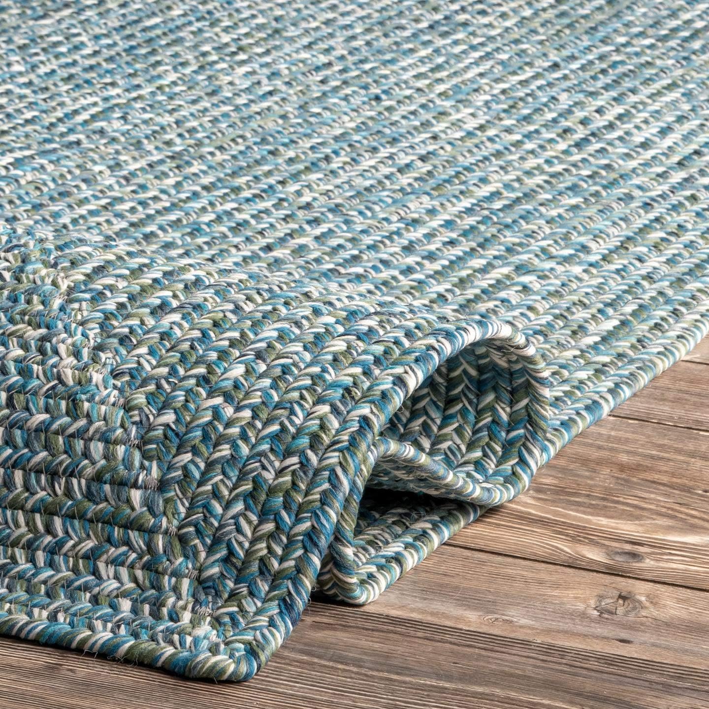 nuLOOM Wynn – Alfombra de área trenzada para interiores y exteriores, 4pies x 6pies, aguamarina