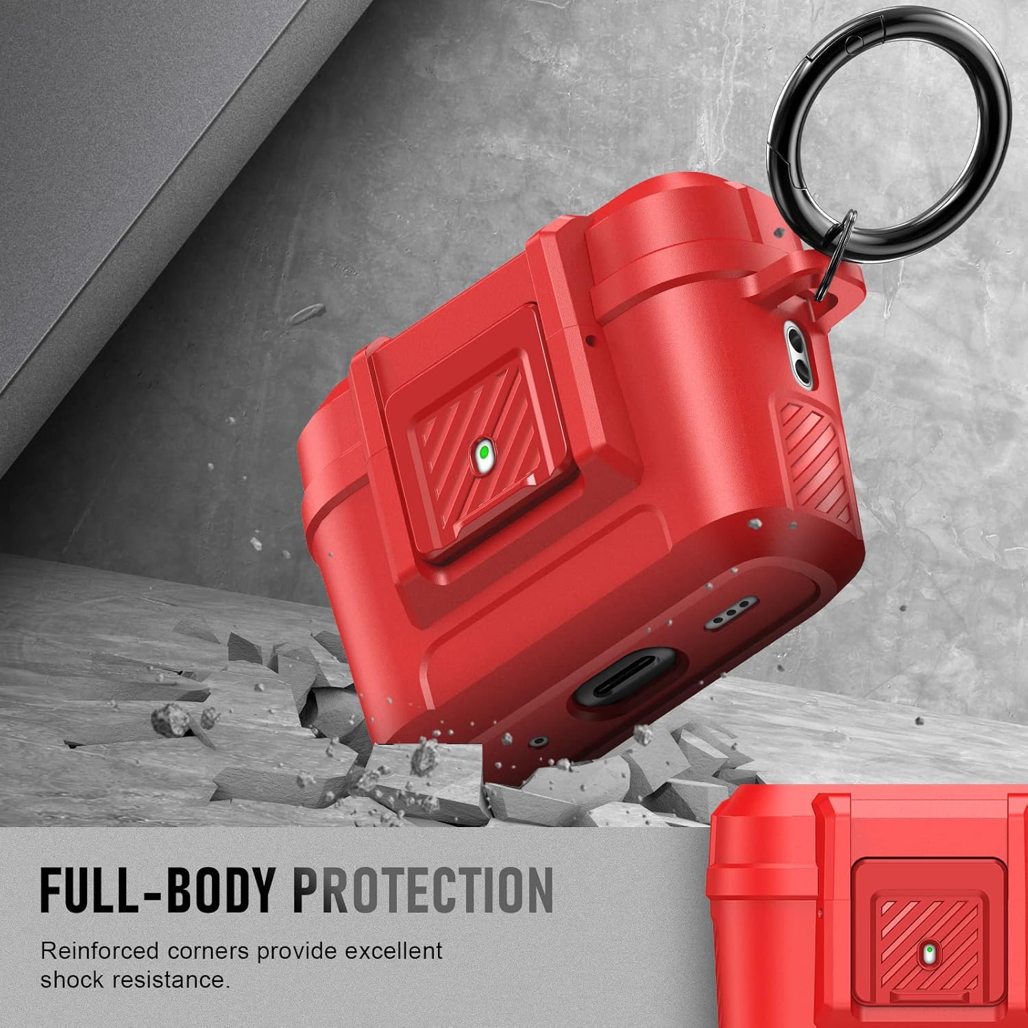 Youtec Funda compatible con Airpods Pro 2 con kit de limpieza, funda protectora militar dura a prueba de golpes para Airpods con bloqueo seguro
