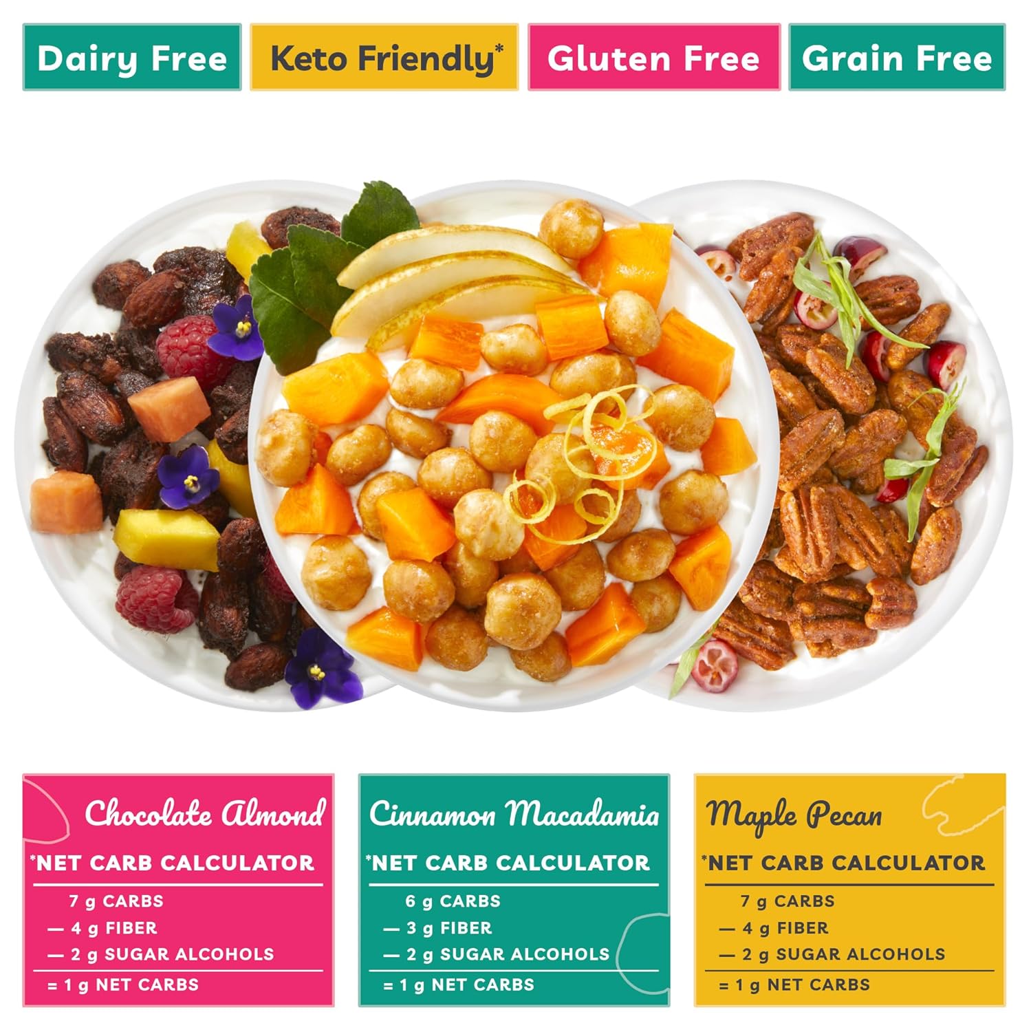 TGB Keto – Paquete variado de nueces glaseadas  0.04 oz de carbohidratos netos Keto Snacks  Caramelos bajos en carbohidratos, 10 onzas (paquete de 6)