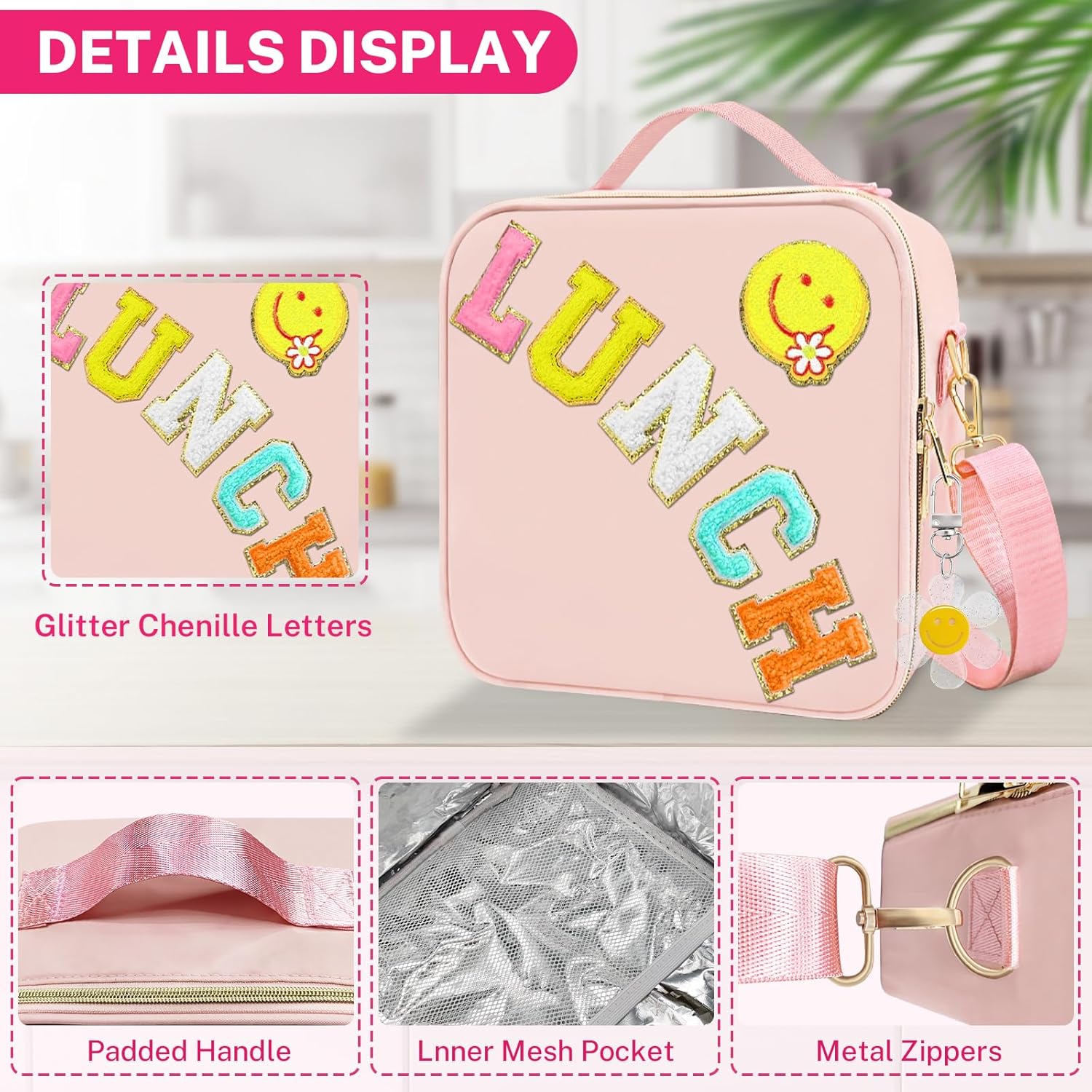 Lonchera aislada para niñas, lonchera preparatoria para niñas adolescentes, bonita bolsa de almuerzo para niñas para niños, bolsa enfriadora grande
