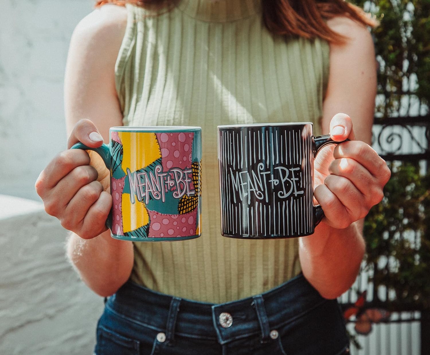 Disney Nightmare Before Christmas Jack and Sally Meant To Be – Juego de tazas de cerámica