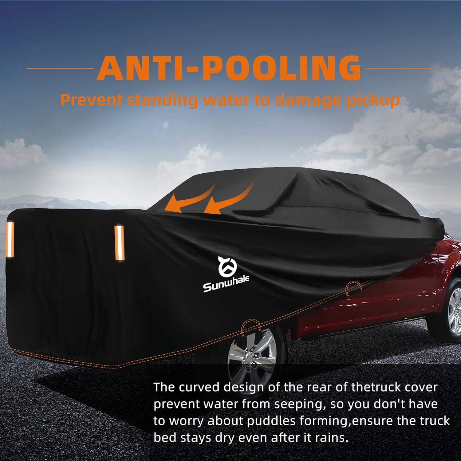 Sunwhale Funda impermeable para camión para todo tipo de clima, resistente al viento, protección contra la lluvia y el sol, ajuste universal para