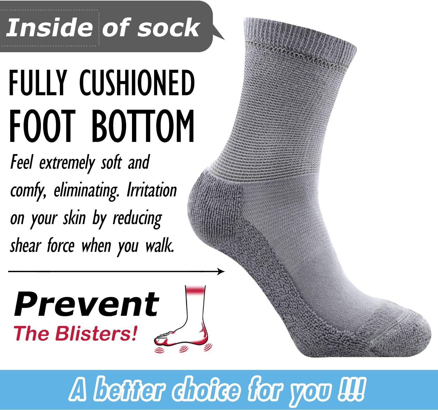 Busy Socks Paquete de 4 calcetines para diabéticos no vinculantes para hombres y mujeres, calcetines gruesos de algodón con parte superior suelta