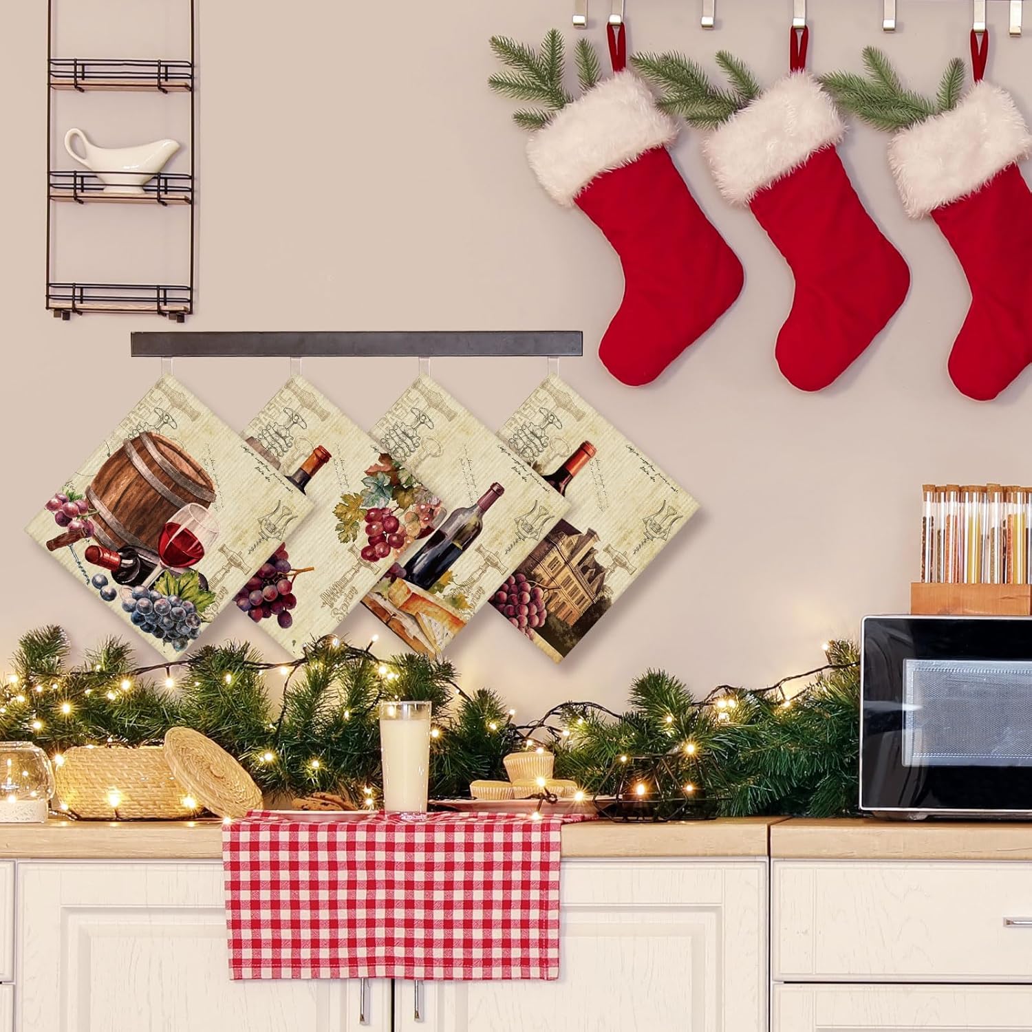 24 paños de cocina suecos, paños de cocina de Navidad, reutilizables, esponjas, paños de limpieza, toallitas absorbentes, lavables, trapos de secado