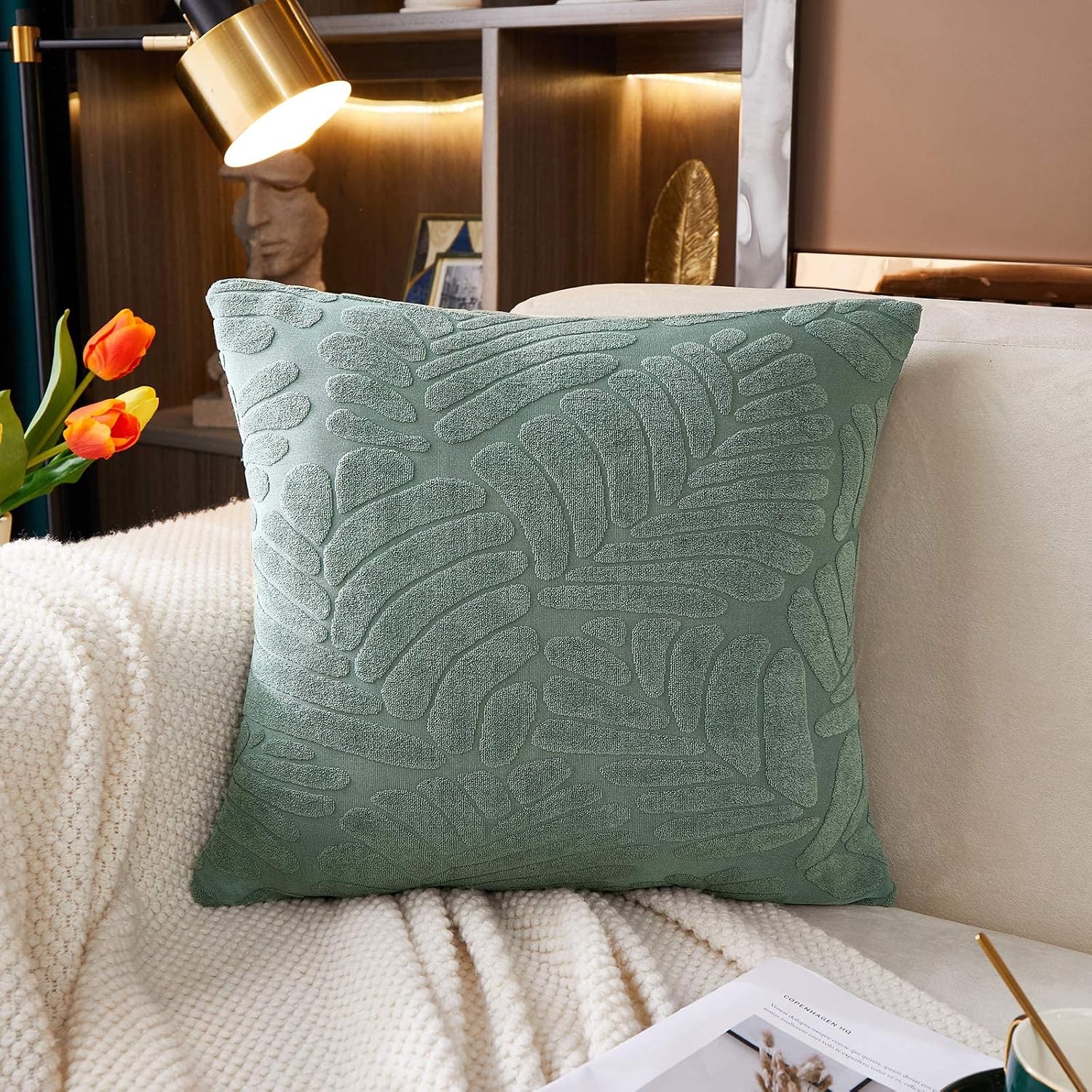 Fundas de almohada universales resistentes al desgaste para sofá, 1 funda de almohada elástica, funda de cojín cuadrada sólida de repuesto, 18 x 18