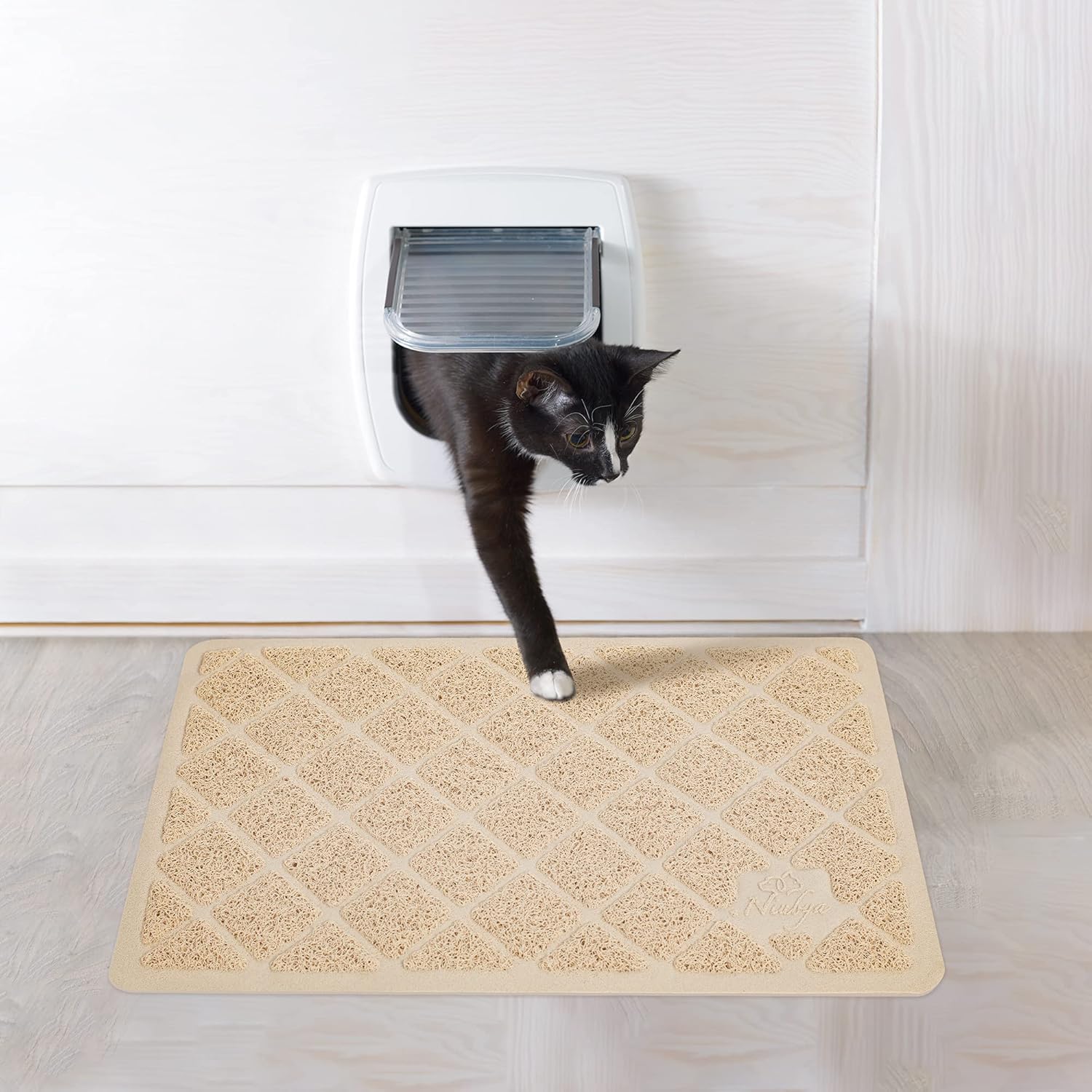 Niubya Tapete de arena para gatos de alta calidad, tapete para caja de arena con respaldo antideslizante e impermeable, tapete suave para patas de