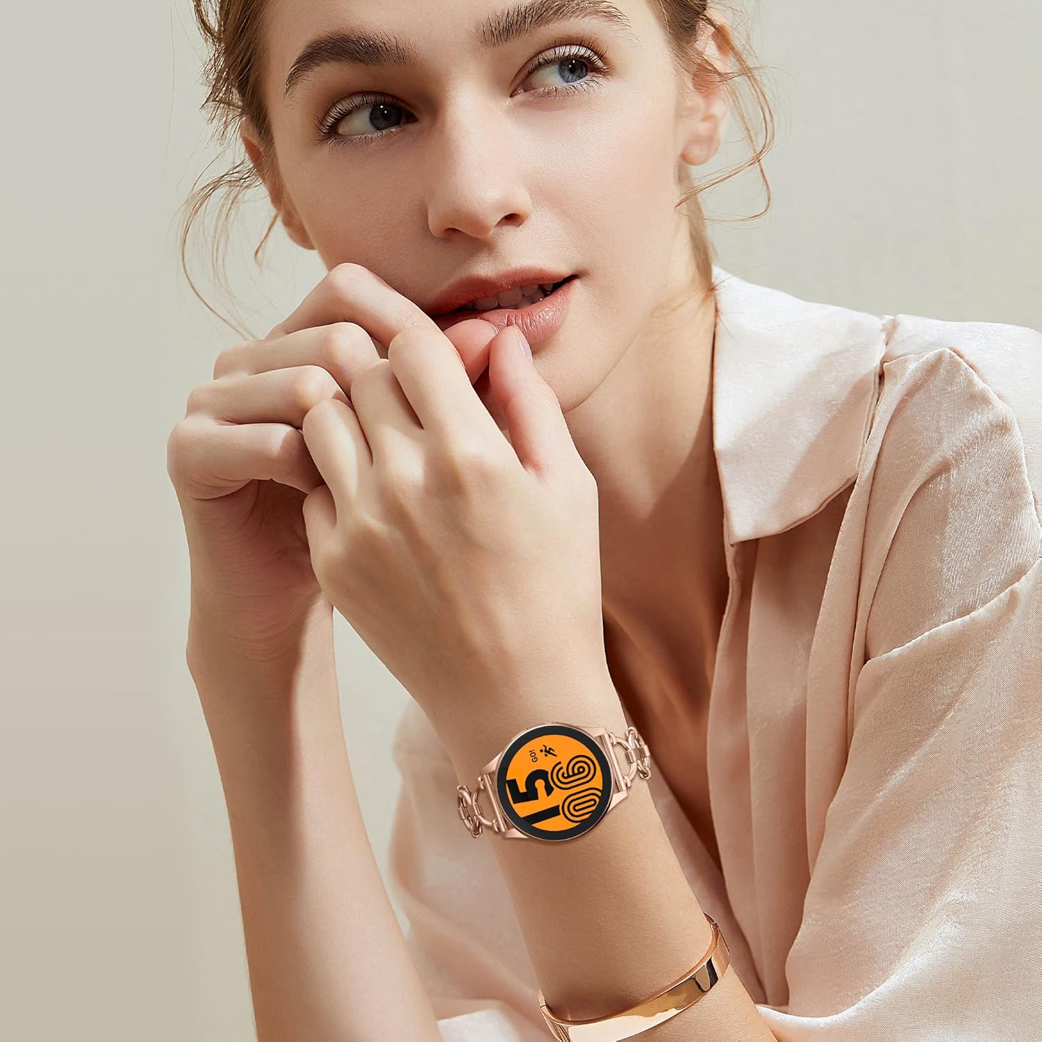 Correa de metal de 0.787 pulgadas compatible con Samsung Galaxy Watch 4 y 5 de 1.575 pulgadas, 1.732 pulgadas, correa ajustable para mujer bonita y