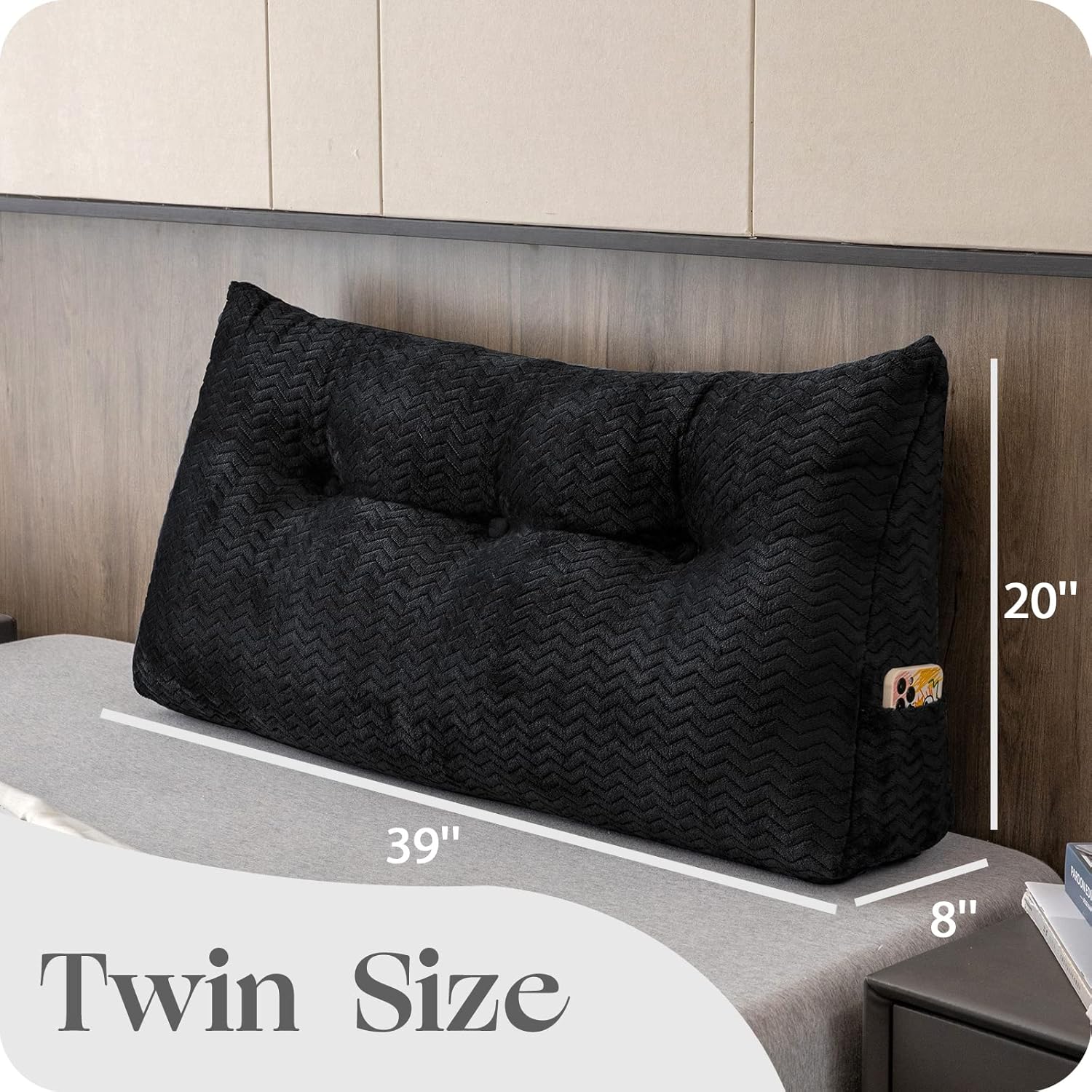 Cabecera triangular grande, respaldo de cuña y respaldo de posicionamiento, almohadas de lectura, almohadas de cuña para cama de día con funda