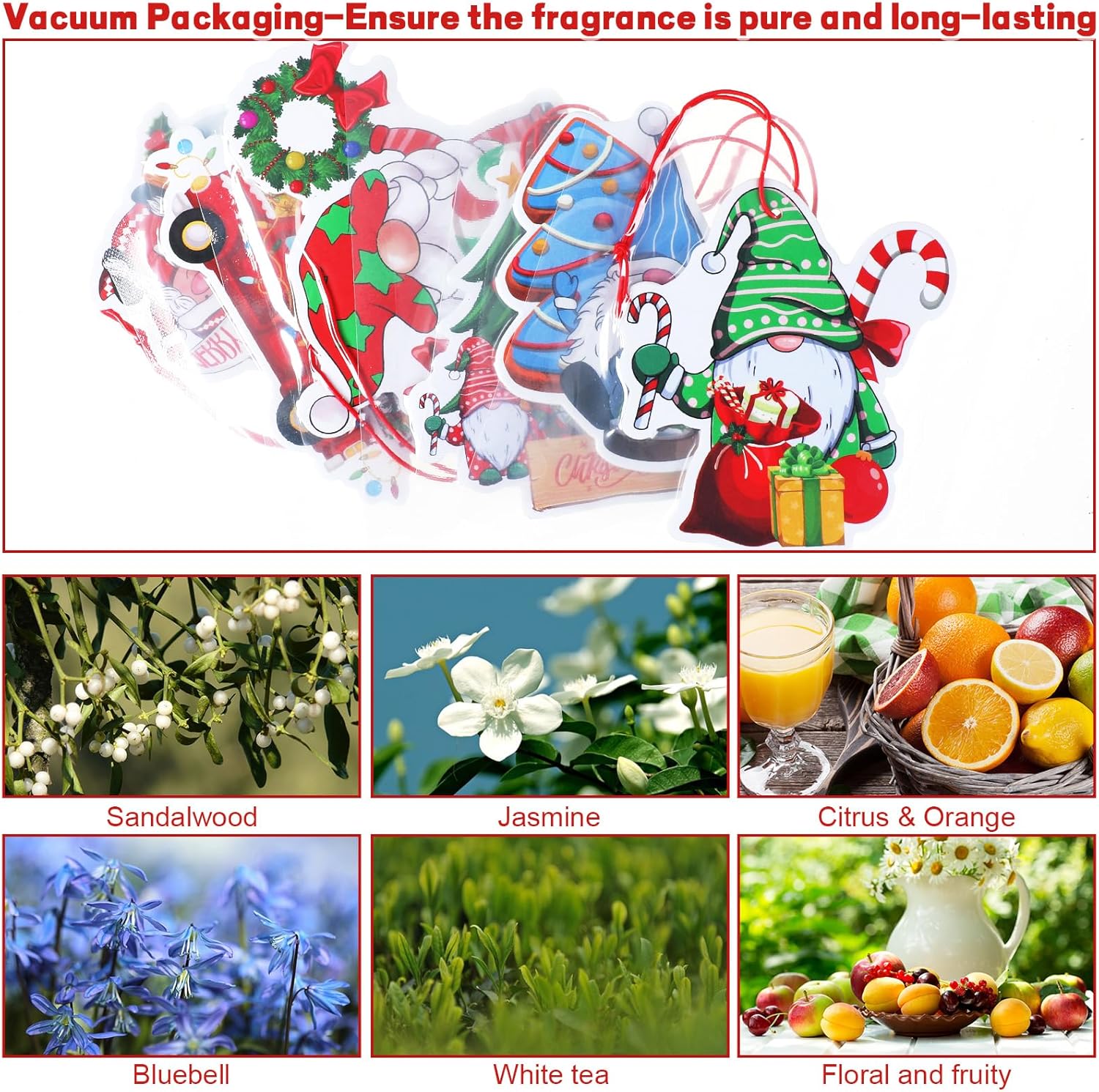 Zhanmai 24 ambientadores navideños para automóvil, adornos colgantes fragantes con ambientador, decoración perfumada para árbol de Navidad,