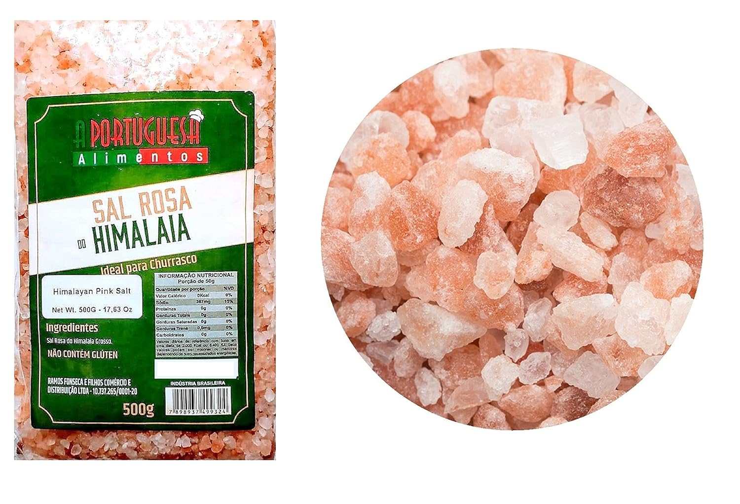 A Portuguesa Sal brasileña rosa del Himalaya para barbacoa 17.63oz