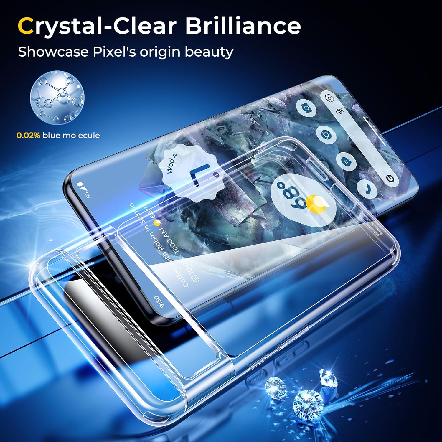 Humixx Funda transparente para Google Pixel 8 Pro no amarillenta Protección contra caídas de grado militar de 14 pies Protector a prueba de golpes