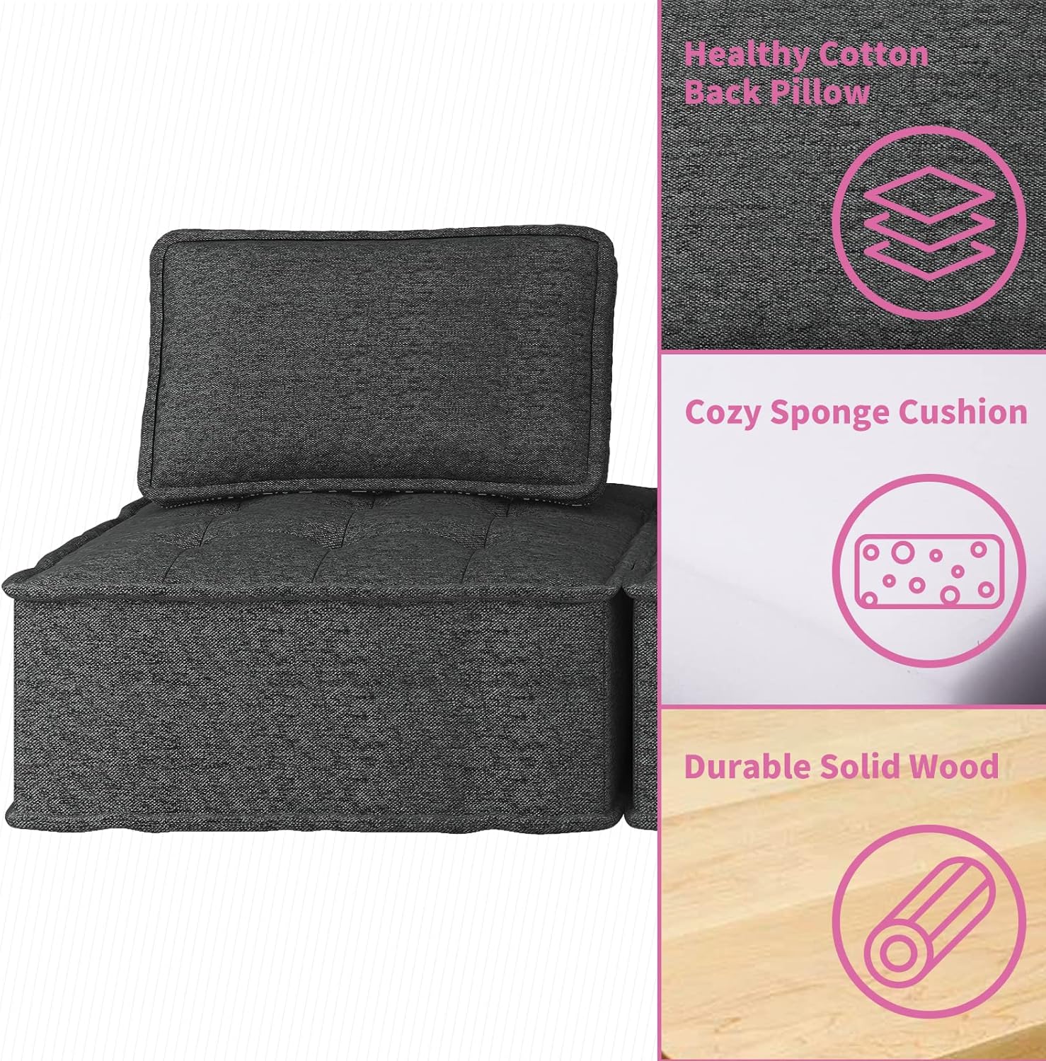 Mixoy Sofá modular seccional, sofá para sala de estar, oficina, apartamento, descanso, 1 unidad, combinación de bricolaje, sofá cama de gran tamaño,