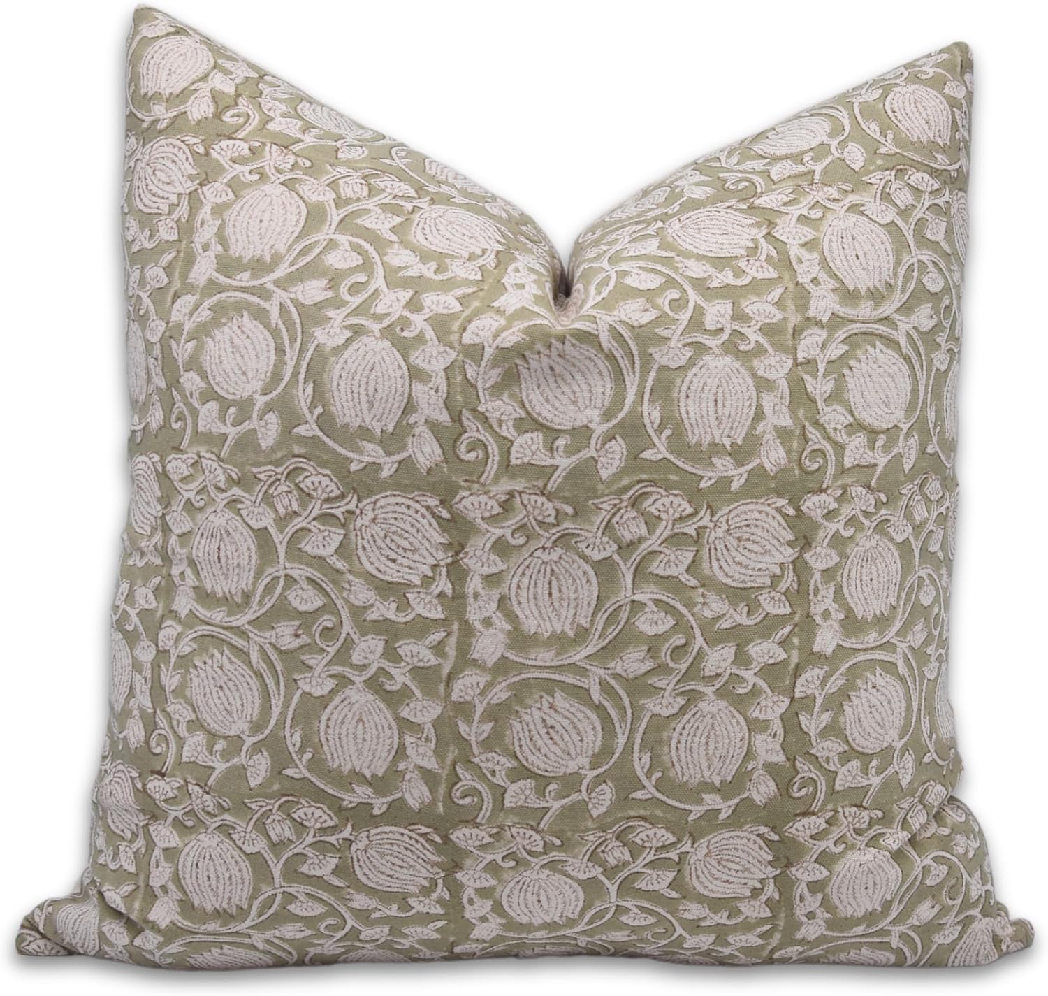 Fabritual Fundas de almohada de algodón de lona de pato con estampado de bloques de 22 x 22 pulgadas, fundas de almohada decorativas hechas a mano