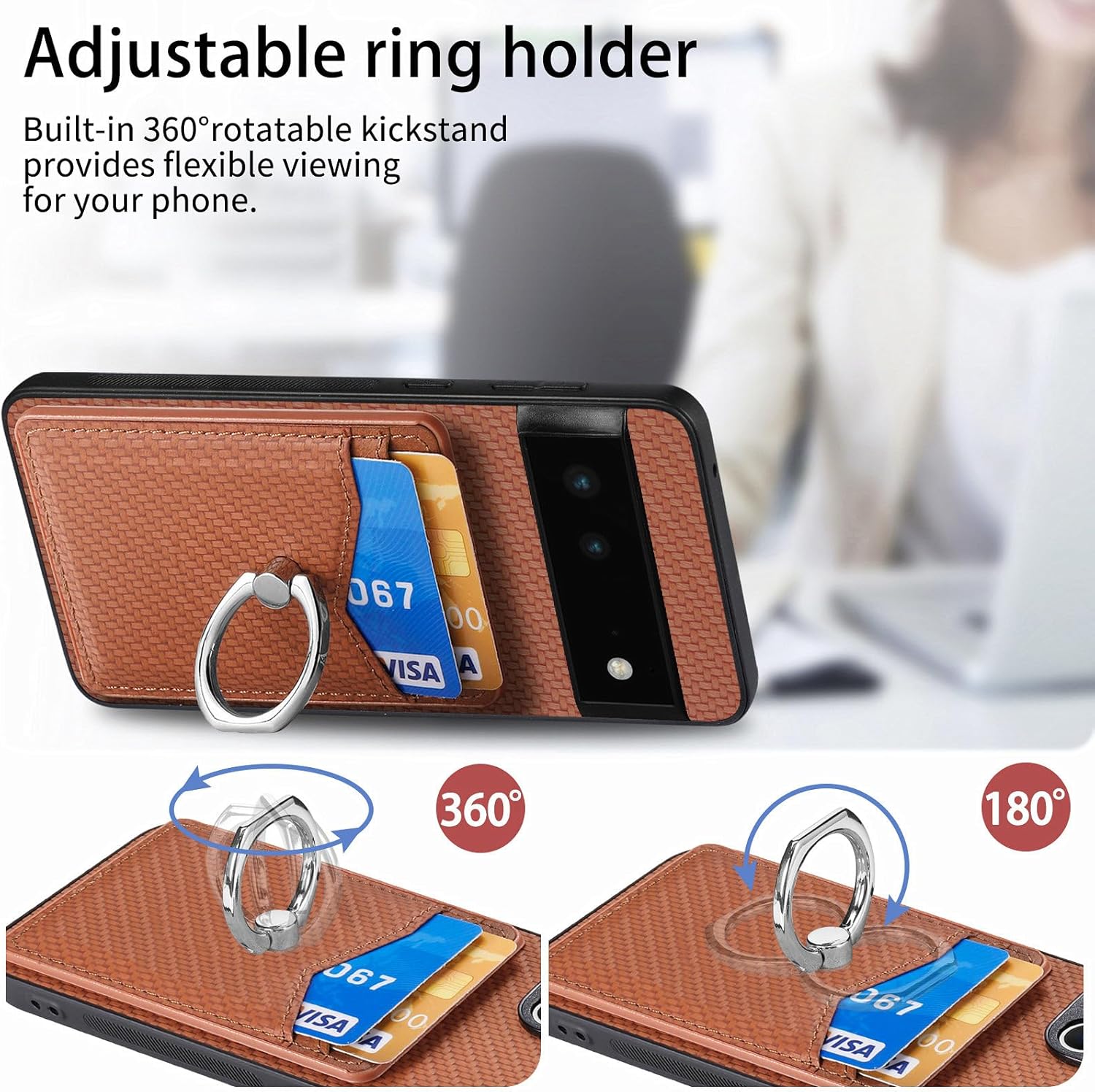 Asuwish Funda de teléfono para Google Pixel 6 Funda tipo cartera con protector de pantalla de vidrio templado y soporte de anillo delgado, soporte