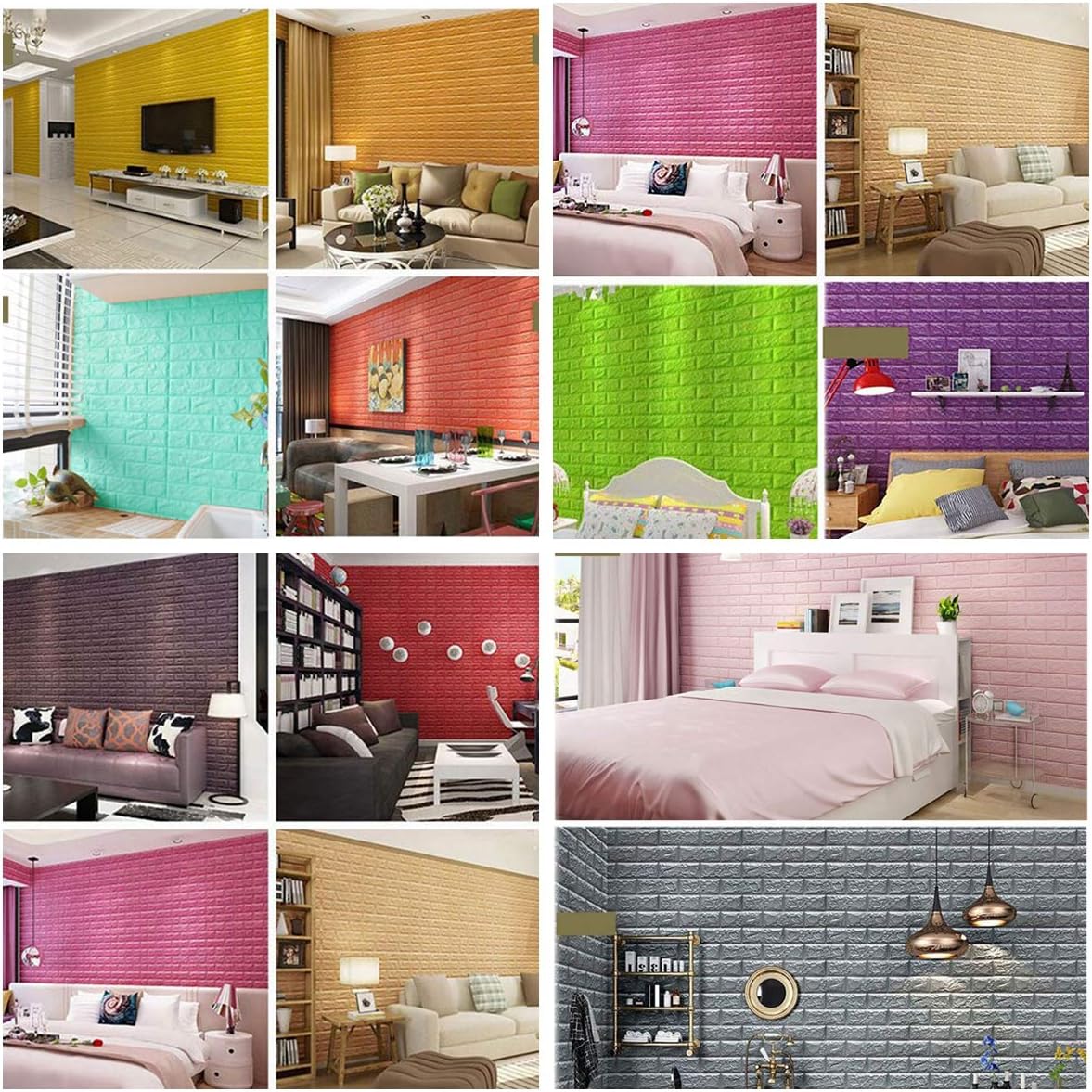 Paquete de 2 paneles de pared autoadhesivos de espuma de ladrillo 3D de 27.6 x 30 pulgadas, papel tapiz adhesivo de pared para el hogar, dormitorio,