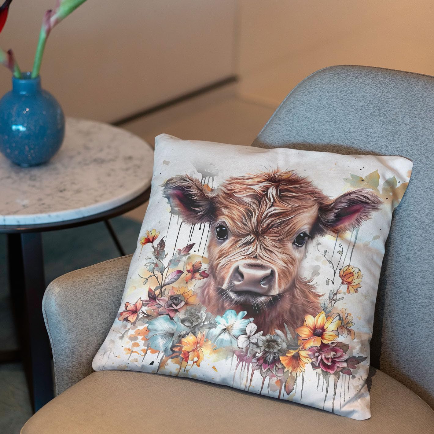 Fundas de almohada de vaca de las tierras altas de 18 x 18 pulgadas, decoración de vaca de las tierras altas, almohada de vaca, decoración de