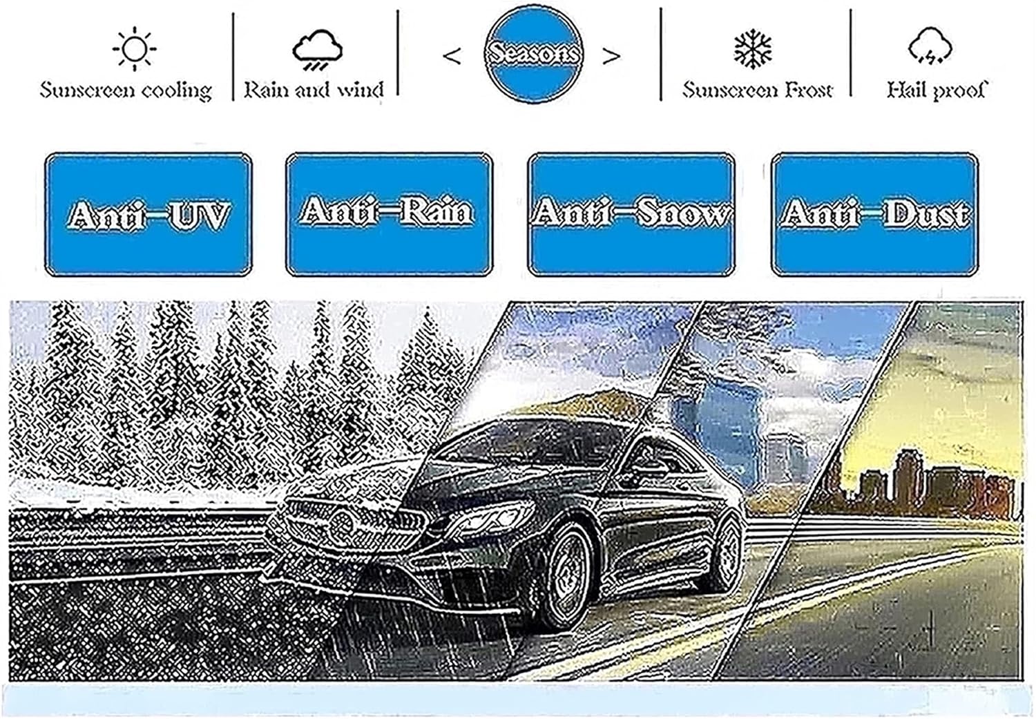 NSIXLU Capas – Funda de coche compatible con Dacia Duster Logan Mcv Sandero impermeable para todo tipo de clima, resistente al viento, a prueba de
