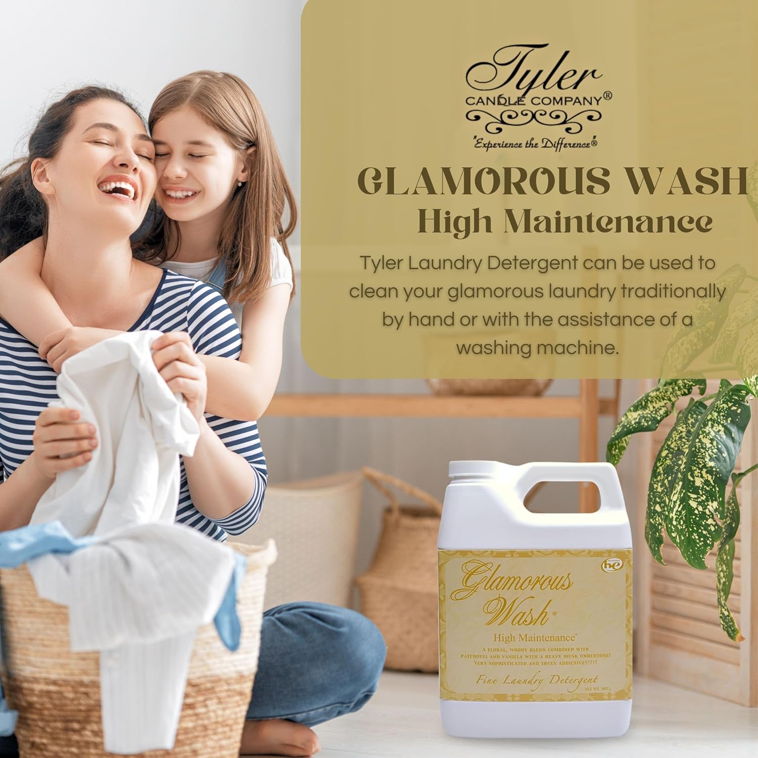 Worldwide Nutrition Paquete, 2 artículos Tyler Glamorous Wash Detergente líquido de alto mantenimiento con aroma fino para ropa – Contenedor de