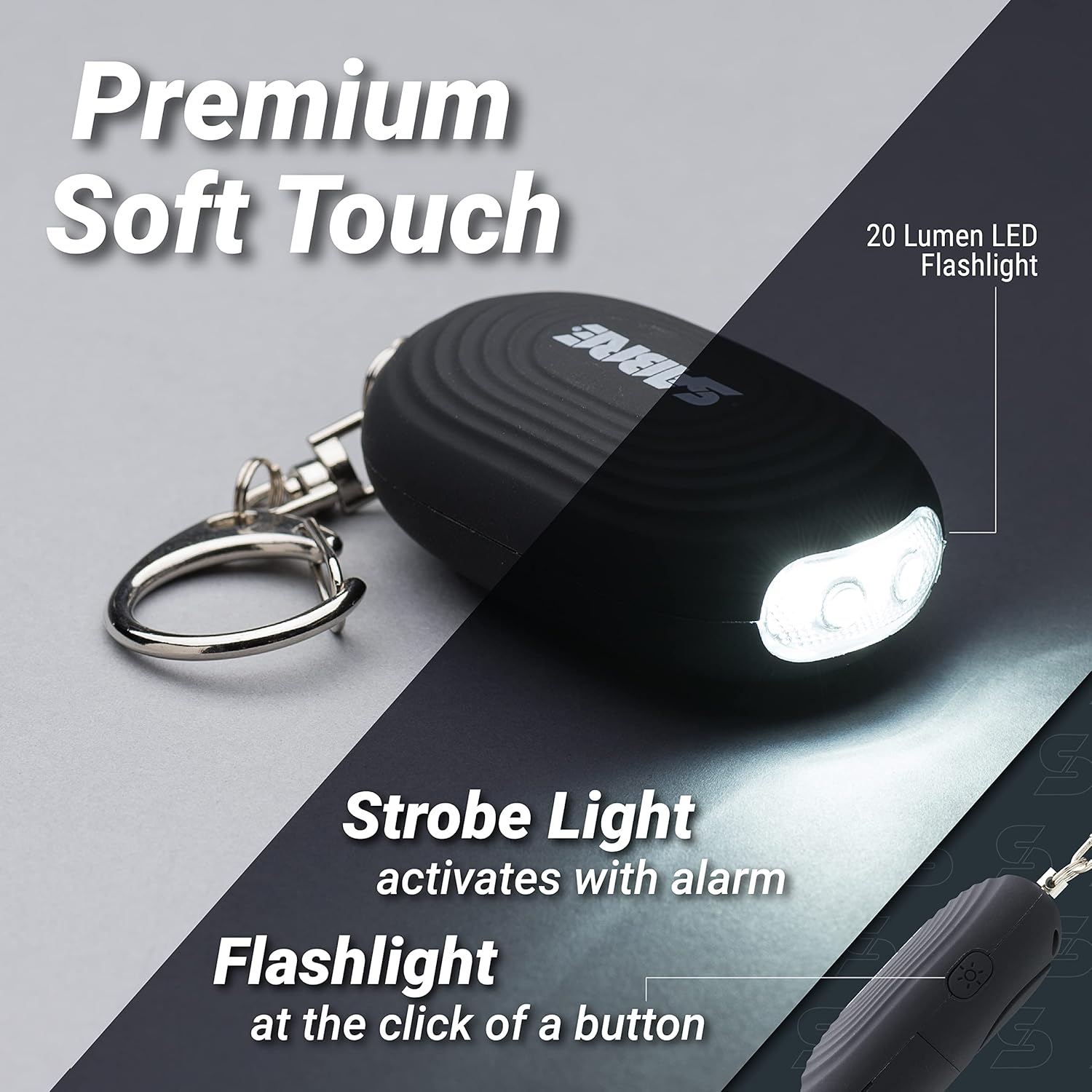 SABRE Kit de seguridad personal con spray de pimienta y alarma personal 2 en 1 con luz LED, 0.54 onzas líquidas, 25 ráfagas, alarma de 130 dB,