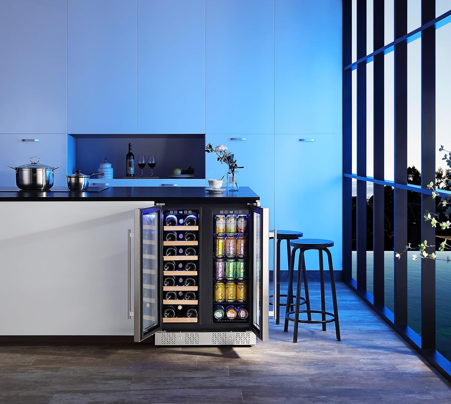 Empava Refrigerador de vino y bebidas, plata