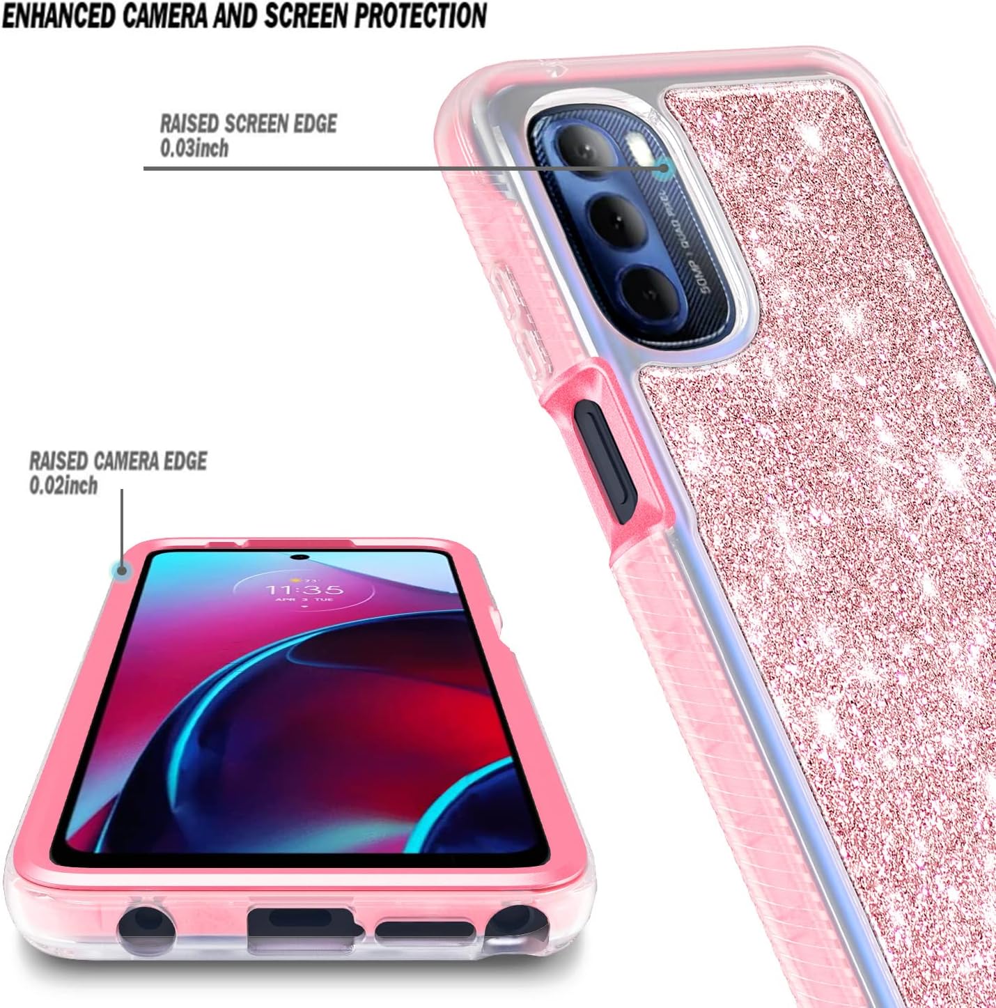 NZND Funda compatible con Moto G Stylus 5G 2022 no compatible con 4G con protector de pantalla integrado, funda protectora de cuerpo completo a