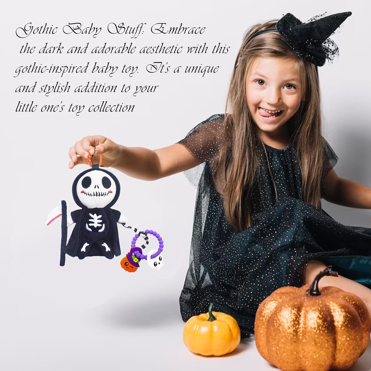 Juguete mordedor de calabaza para bebé, anillo de dentición de Halloween, Pesadilla antes de Navidad, Parca de peluche, juguete de dentición de