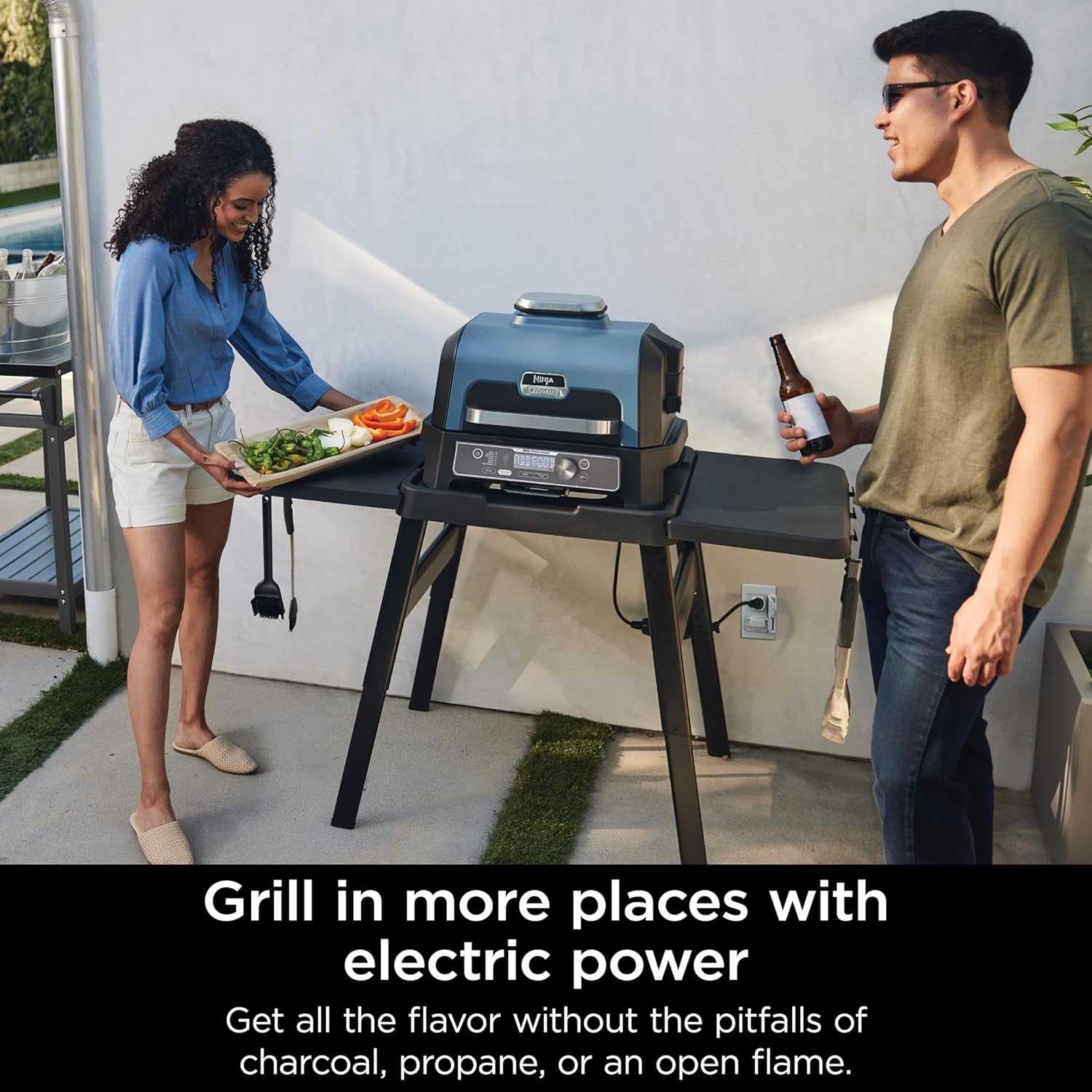 Ninja OG951 Woodfire Pro Connect Premium XL – Parrilla y ahumador para exteriores, Bluetooth, habilitado para aplicaciones, parrilla principal 7 en