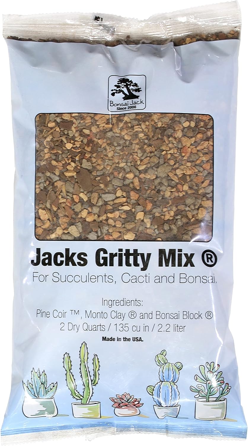 Suelo para suculentas y cactus para bonsái, mezcla arenosa de Jacks #111, drenaje rápido, combate la pudrición de la raíz, pH optimizado (12 galón2