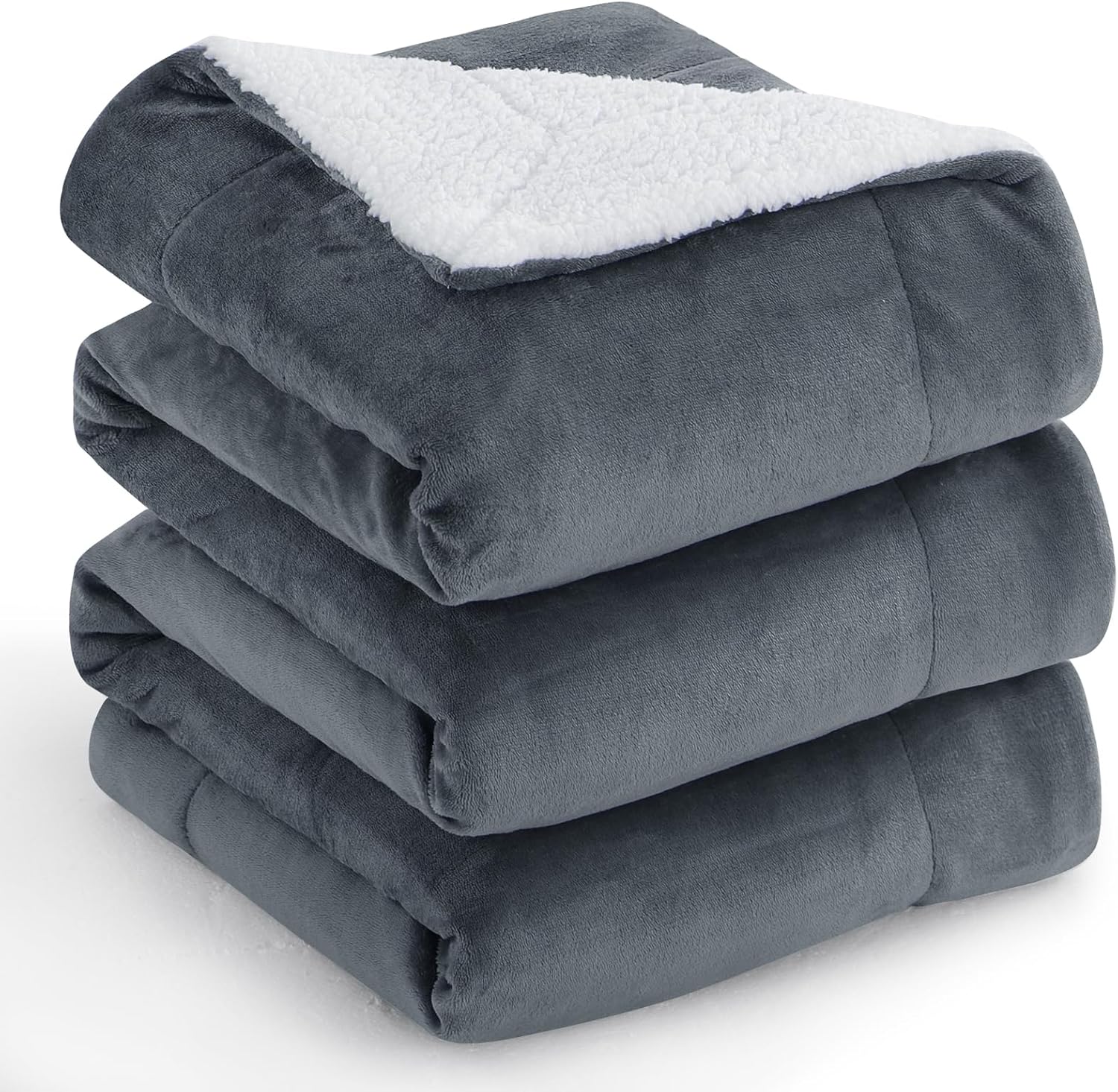 Aisbo Manta cálida King  Manta reversible de franela sherpa gruesa color gris oscuro para cama tamaño King grande y grande, manta de invierno de