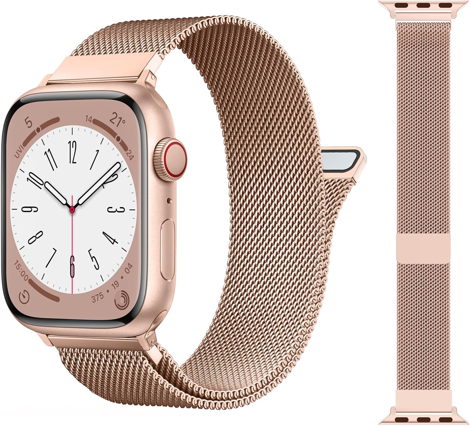 Correa milanesa original patentada compatible con Apple Watch Series 9, 8, 7, 6, 5, 4, 3, Ultra 2, 1, SE, de 1.929 in, 1.772 in, 1.732 in, 1.654 in,