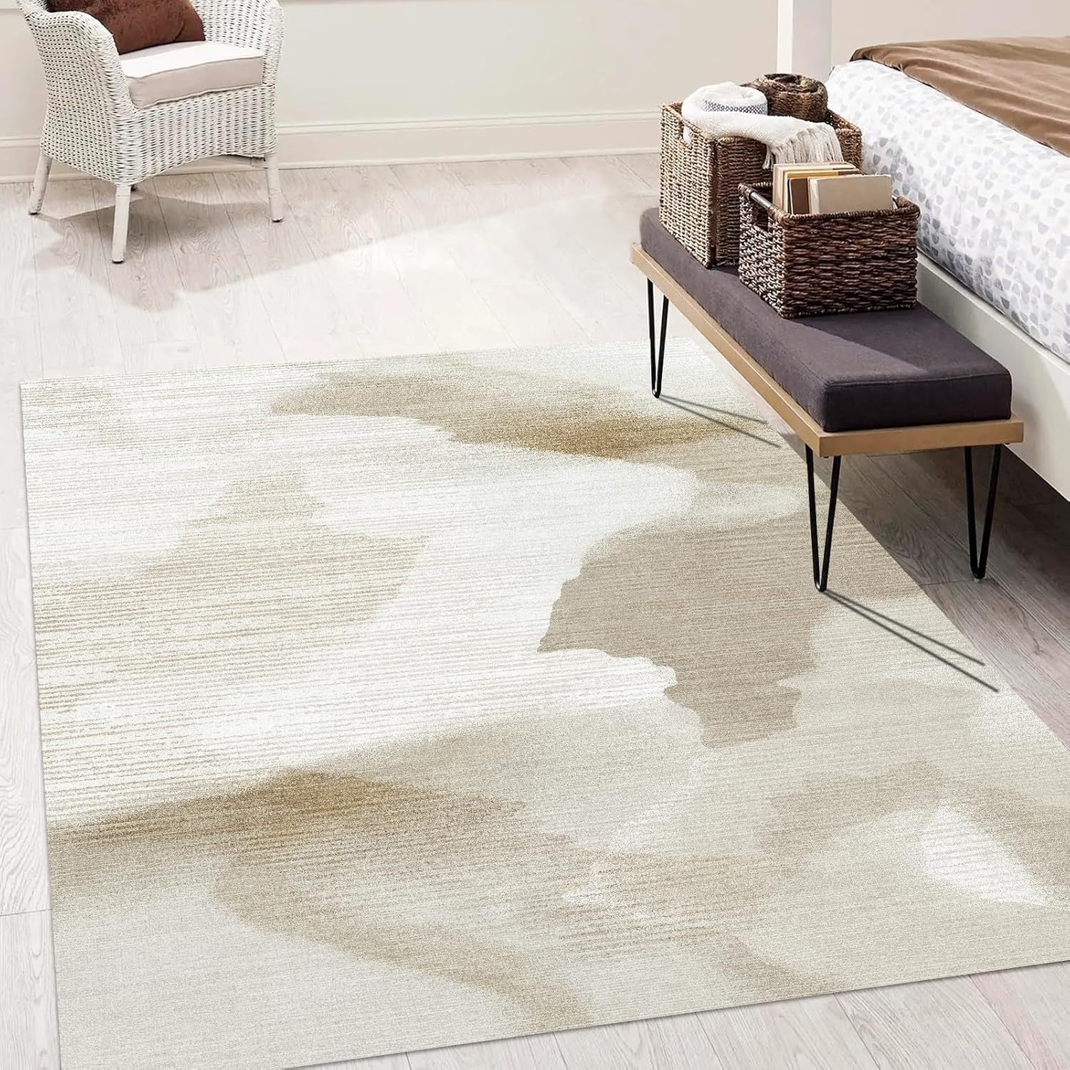 Eroyat Alfombra abstracta delgada, antideslizante de 3 x 5 pies, alfombra para sala de estar, dormitorio, entrada interior, cocina, alfombra para