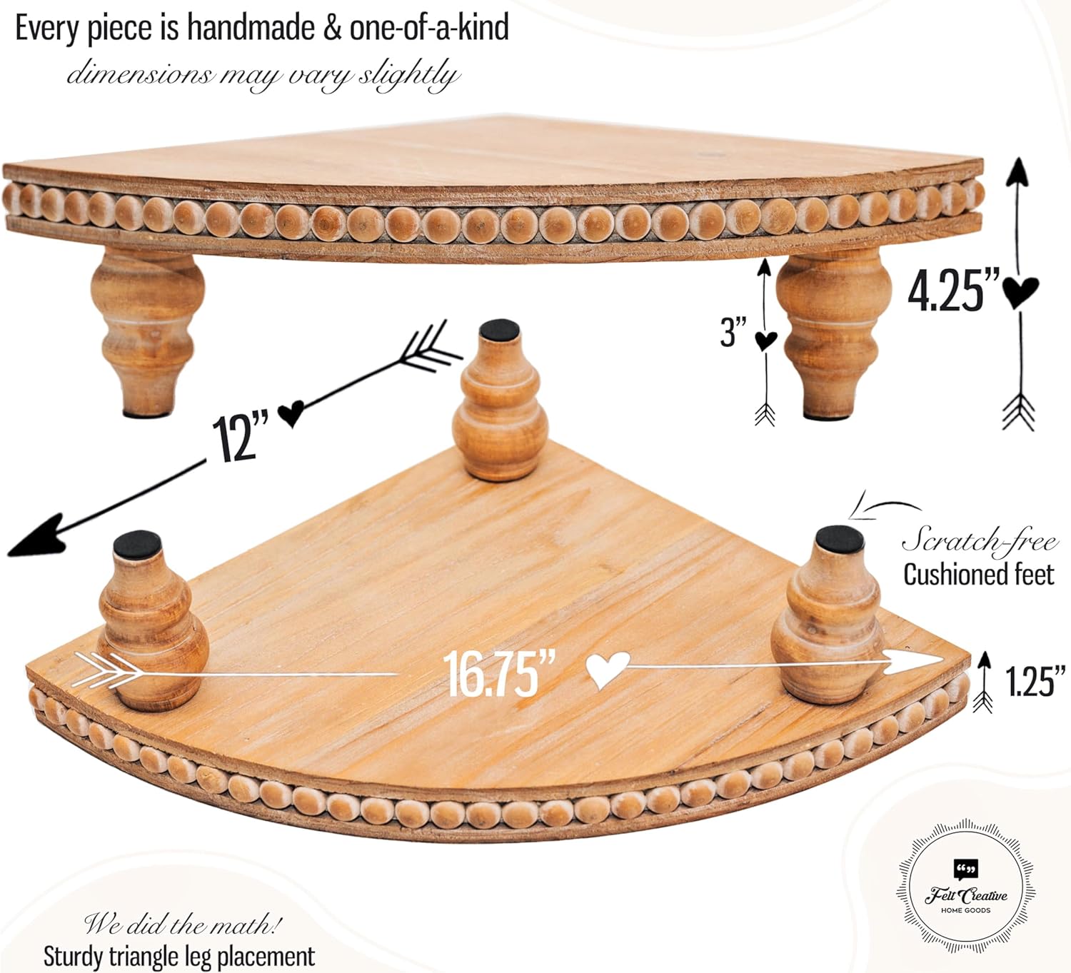Soporte de esquina de granja con patas extraíbles  Organizador de encimera de baño, bandeja decorativa elevadora, bandeja de madera con cuentas,