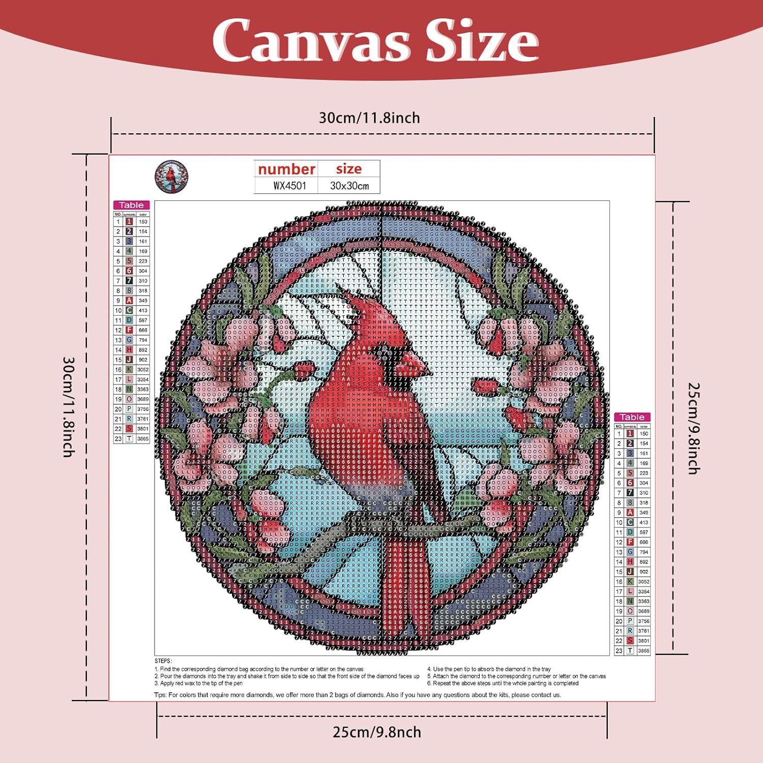 Lxmsja Red Bird – Kit de pintura de diamantes con cristales de colores para adultos, cardenal, arte de diamantes redondos, pinturas de arte con