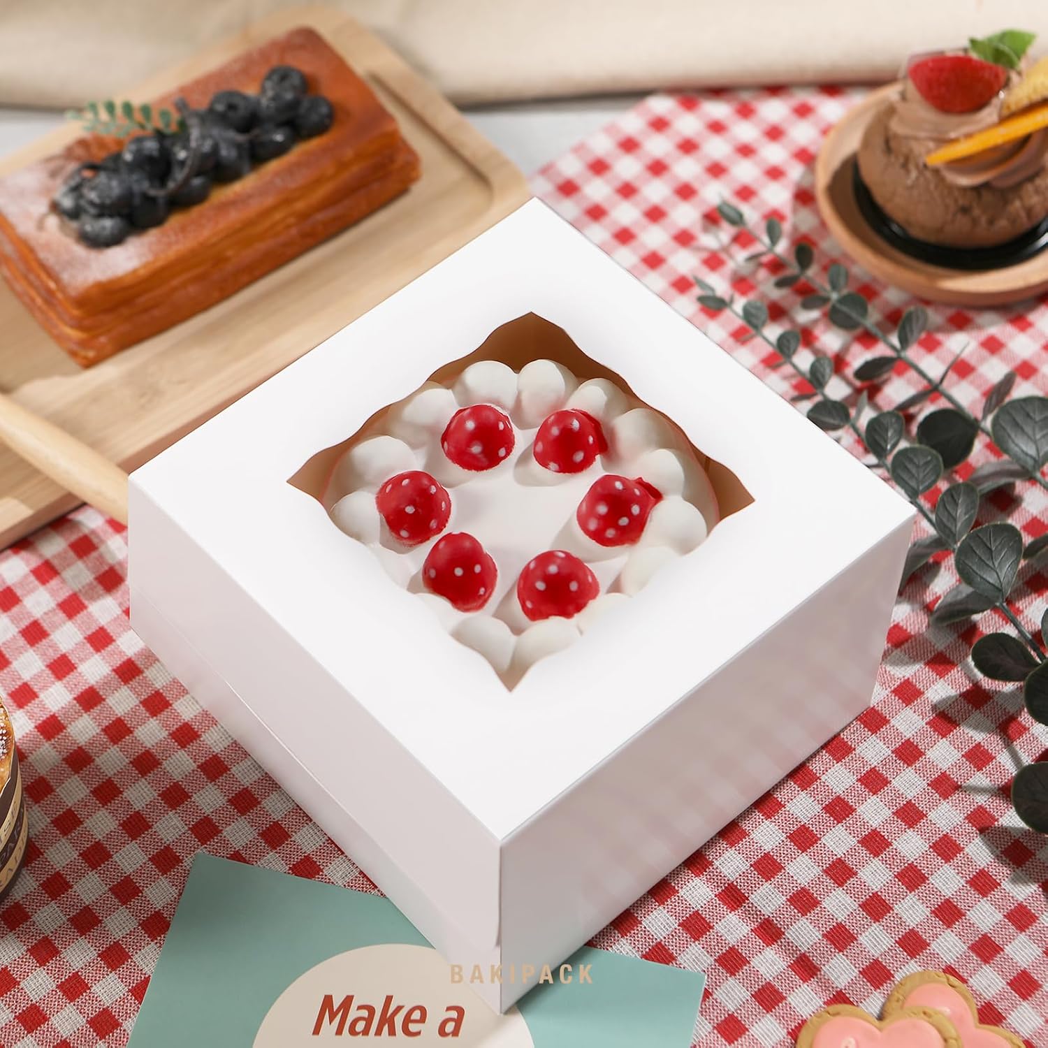 25 cajas blancas de panadería con ventana, cajas de galletas de 6 x 6 x 4 pulgadas, cajas pequeñas para pasteles con ventana, cajas de golosinas