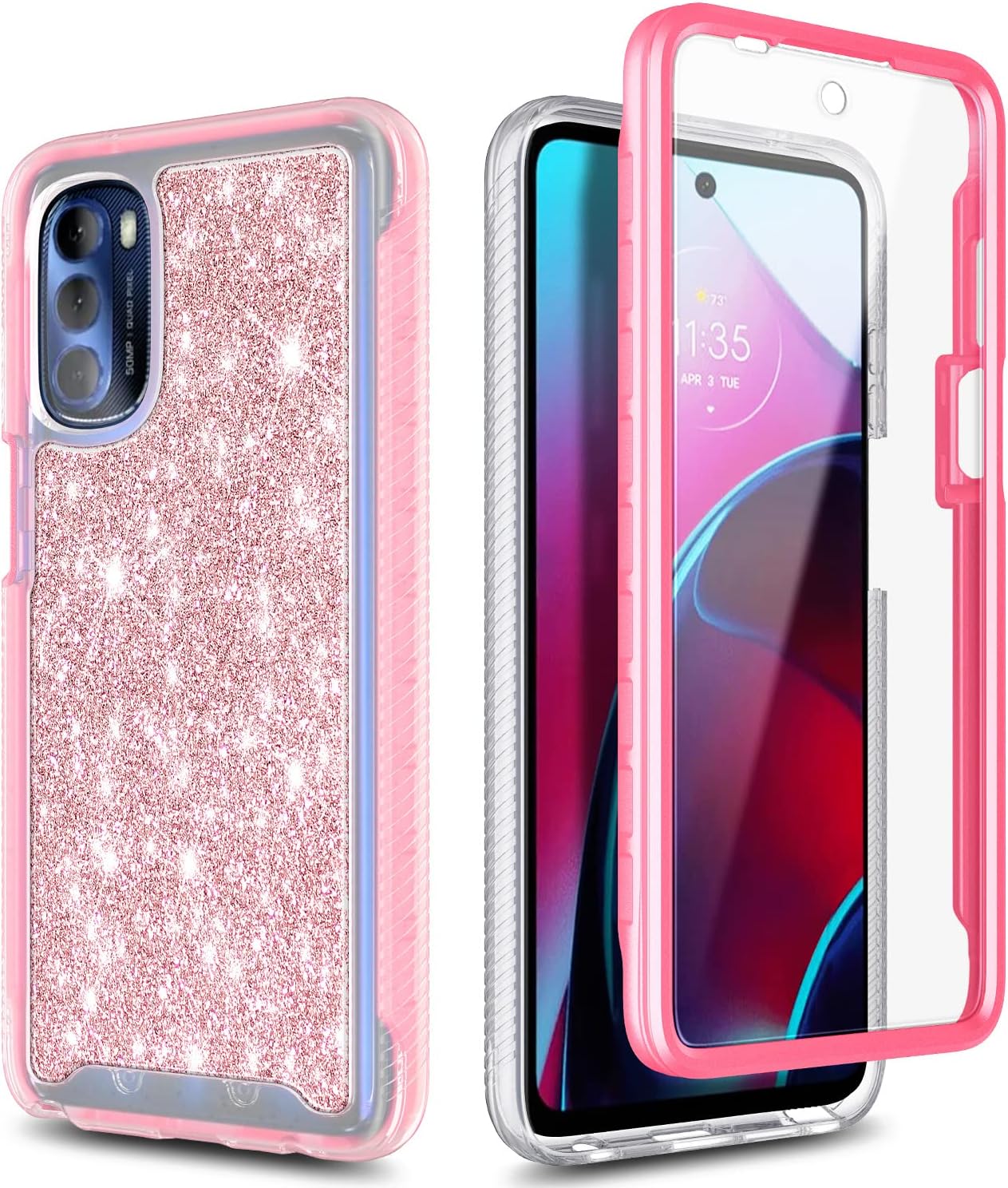 NZND Funda compatible con Moto G Stylus 5G 2022 no compatible con 4G con protector de pantalla integrado, funda protectora de cuerpo completo a