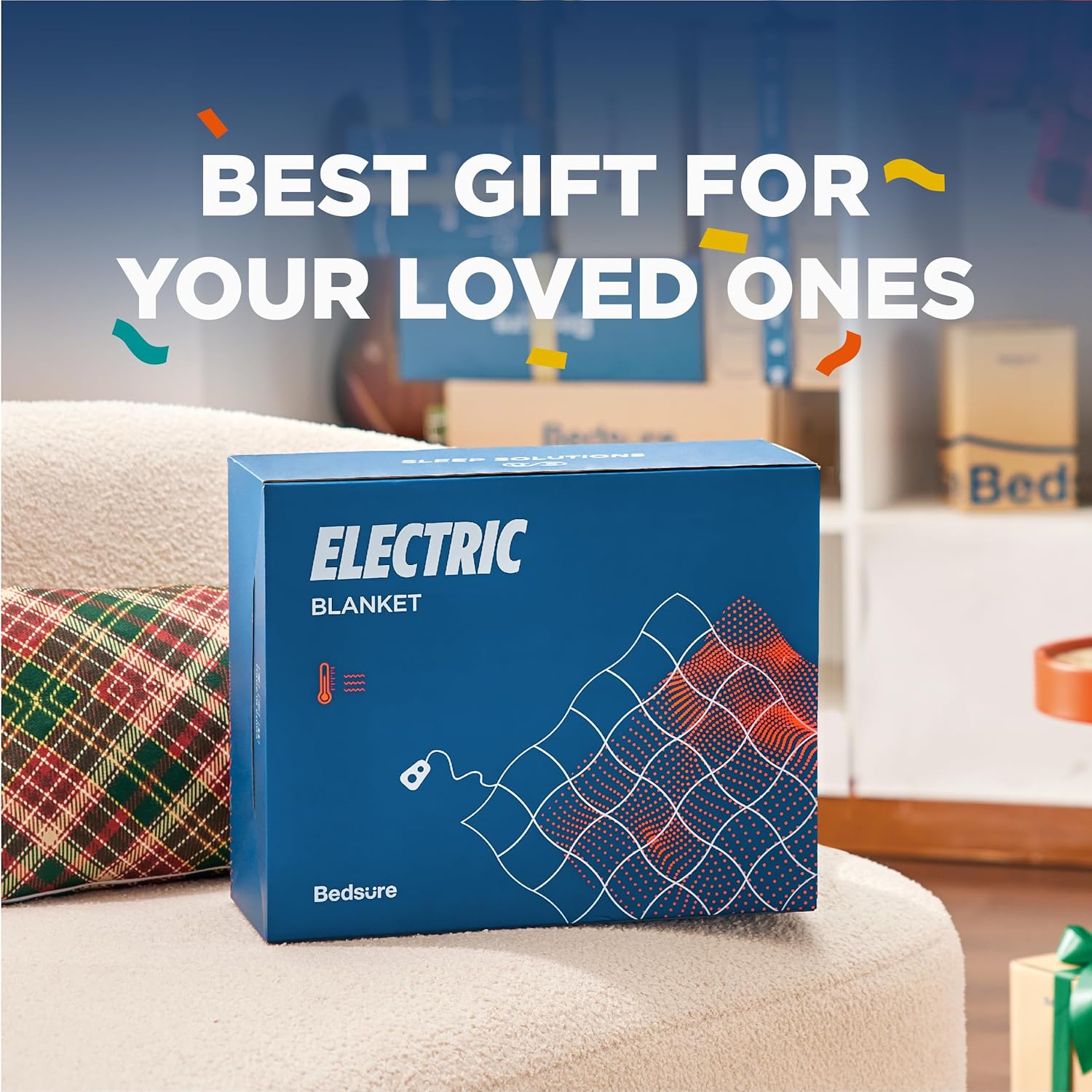 Bedsure Manta térmica eléctrica, manta eléctrica de franela suave, manta térmica con 4 ajustes de tiempo, 6 ajustes de calor y temporizador de 3