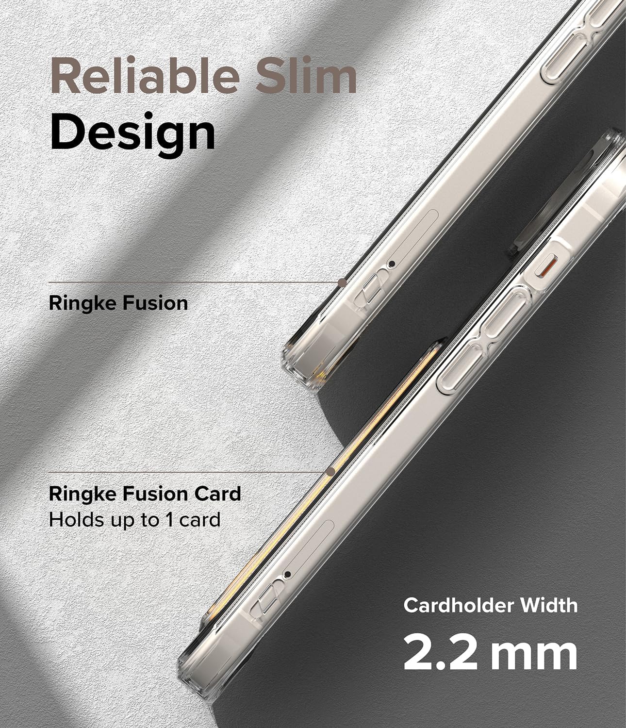 Ringke Fusion Card tarjetero integrado compatible con iPhone 15 Plus, con capacidad para hasta 1 tarjeta, funda transparente para teléfono para