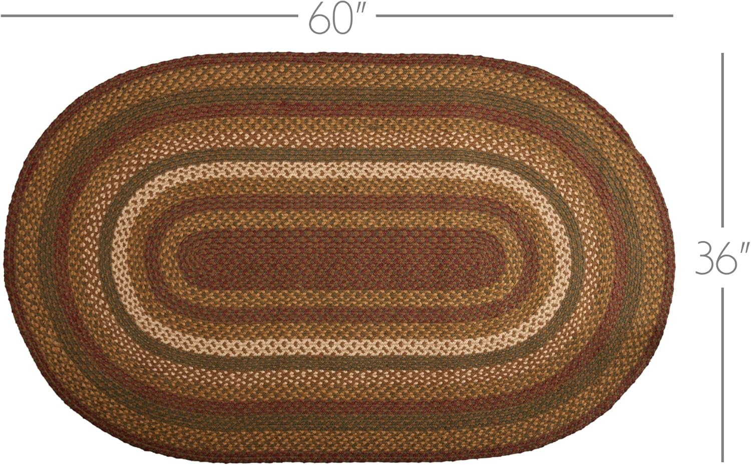VHC Brands Tea Cabin – Alfombra rústica ovalada de yute verde, antideslizante, 36 x 60 pulgadas