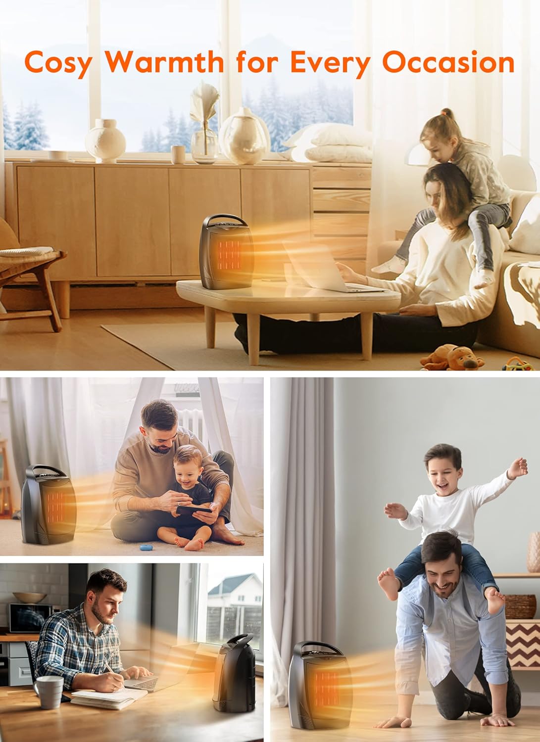 GiveBest Calentador eléctrico portátil, 1500 W750 W, con certificación ETL, calentador de espacio con temporizador, 4 modos, protección contra