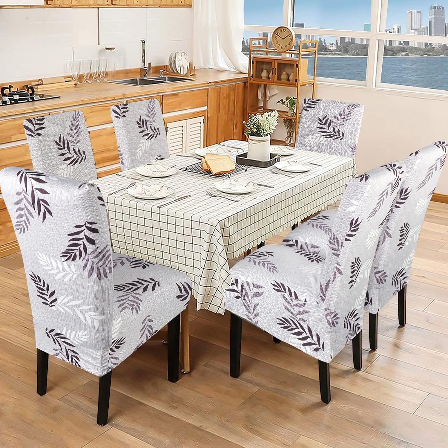 YYQS – Paquete de 4 fundas elásticas para sillas de comedor, extra grandes, extraíbles, lavables, suaves, de elastano, respaldo alto, fundas para